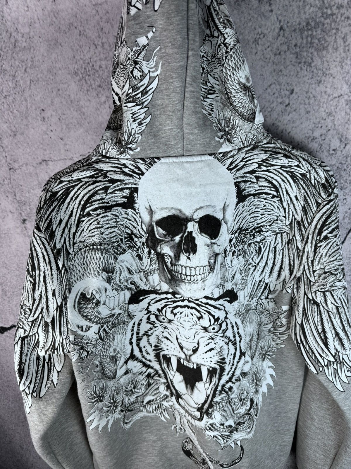 Japanese Brand Vintage Ed Hardy and affliction style Skull Wings Hoodie Size US M / EU 48-50 / 2 - 3 Thumbnail