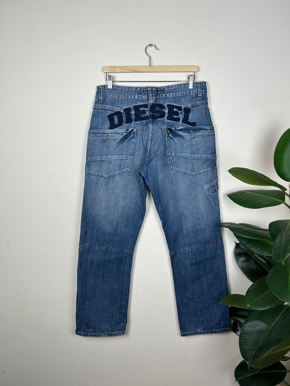 Pre-owned Diesel X Vintage Diesel Big Logo Denim Wash Y2k Japan Style In Blue