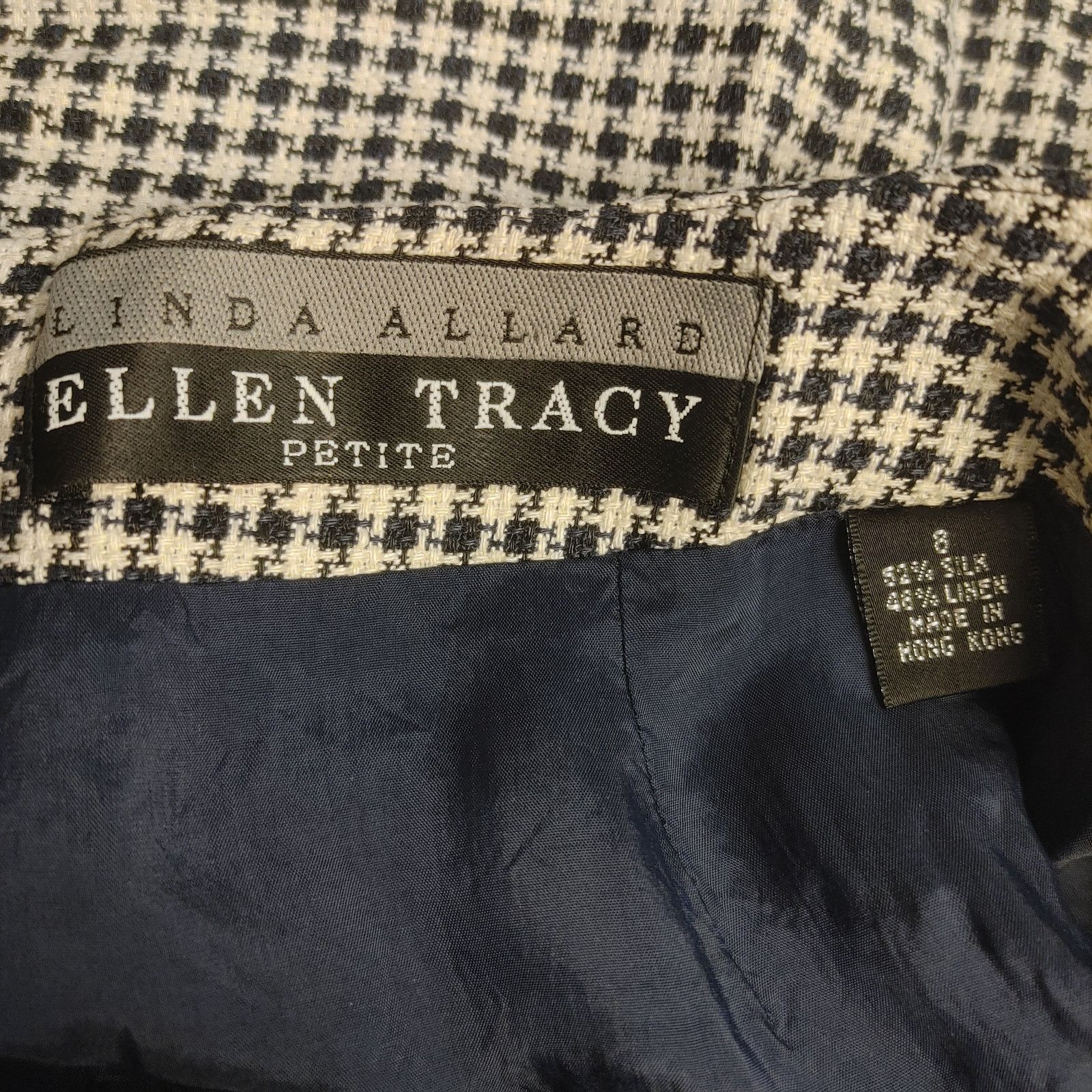 Other Linda Allard Ellen Tracy Women's 8 Houndstooth Pencil Skirt Size 30" / US 8 / IT 44 - 3 Thumbnail