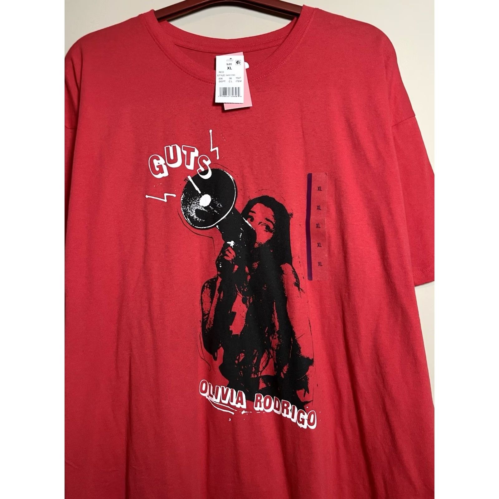 Vintage Guts Shirt Olivia Rodrigo Womens XL Red Graphic Concert Tour 100% Cotton Short Sleeve Crew Neck T-Shirt Size XL / US 12-14 / IT 48-50 - 2 Thumbnail