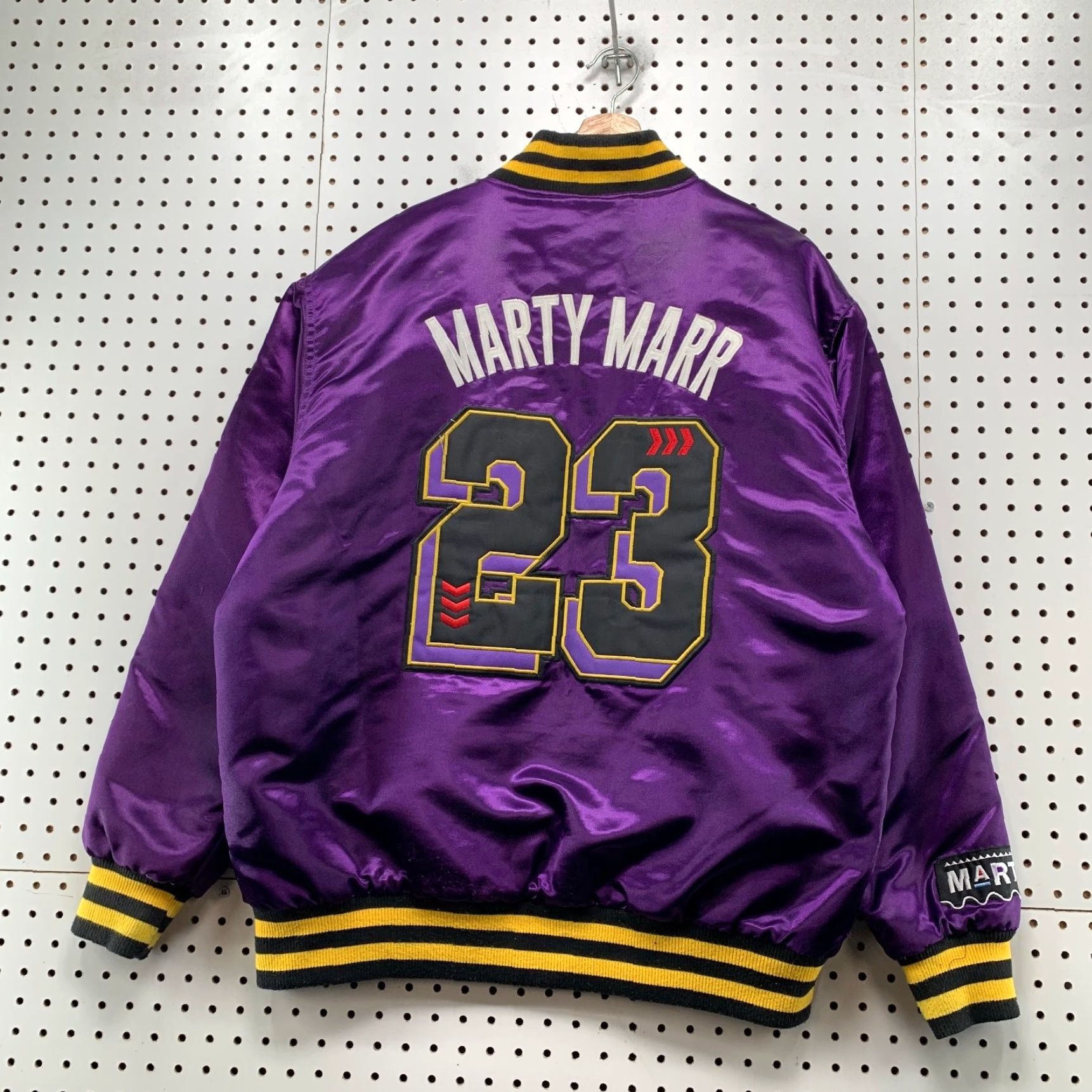 Vintage VINTAGE Headgear Classic Mens 2XL Martin Lawrence Satin Jacket Purple Bomber Jacket TV Sports Funny 90s Mens Size US XXL / EU 58 / 5 - 2 Thumbnail