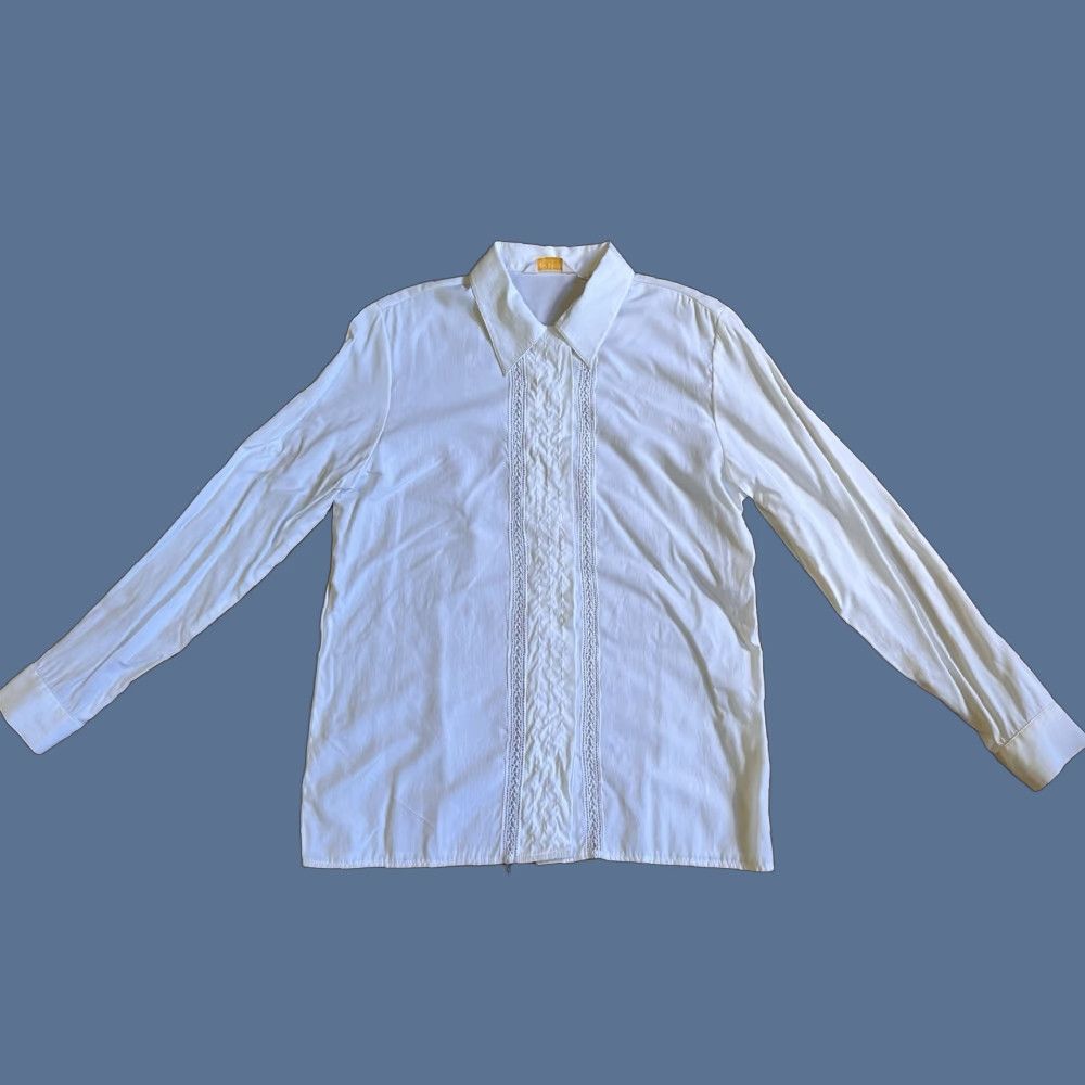 Brooks Brothers VINTAGE Brooks Brothers Shirt Women’s 10 White Button-Up Pintucked Decorative Placket Casual Modern Classic Womens Size L / US 10 / IT 46 - 1 Thumbnail