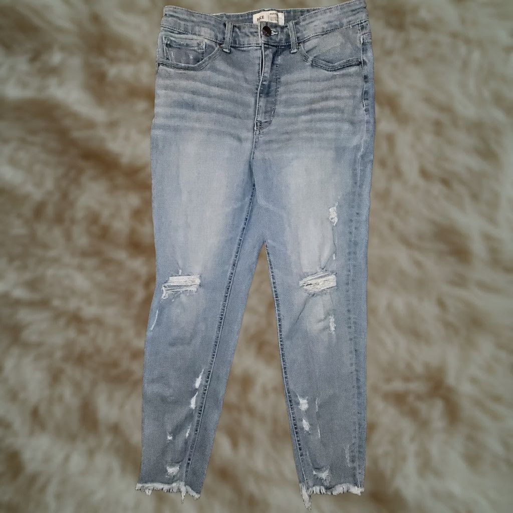 Vintage BKE Parker Jeans High Rise Skinny Ankle Women's 29 Blue Frayed Hem Preppy Size 42" / US 20 - 1 Thumbnail