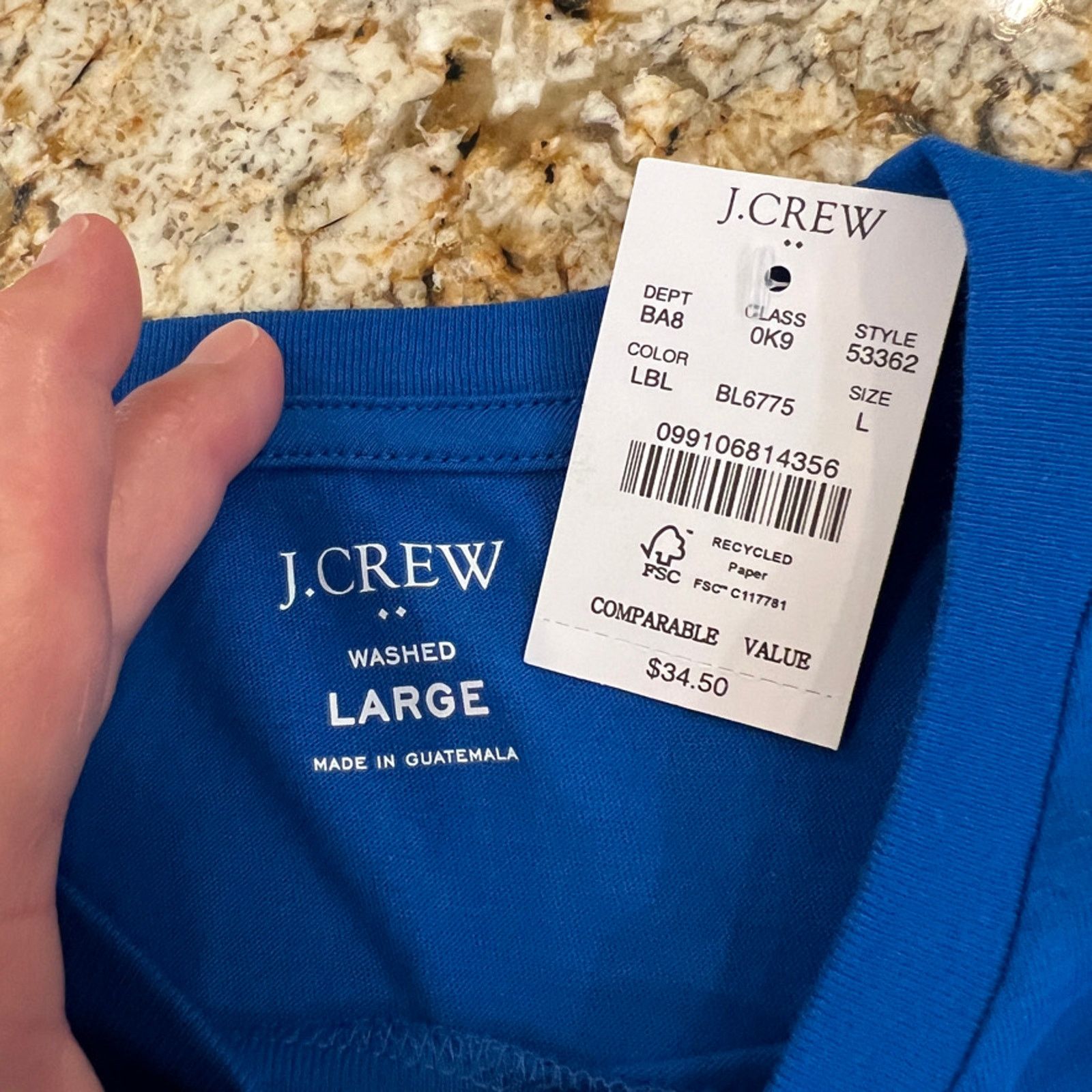 J.Crew NWT J. Crew Men's Lustrous Royal Blue Jersey Crew Tee XXL Size US XXL / EU 58 / 5 - 5 Thumbnail