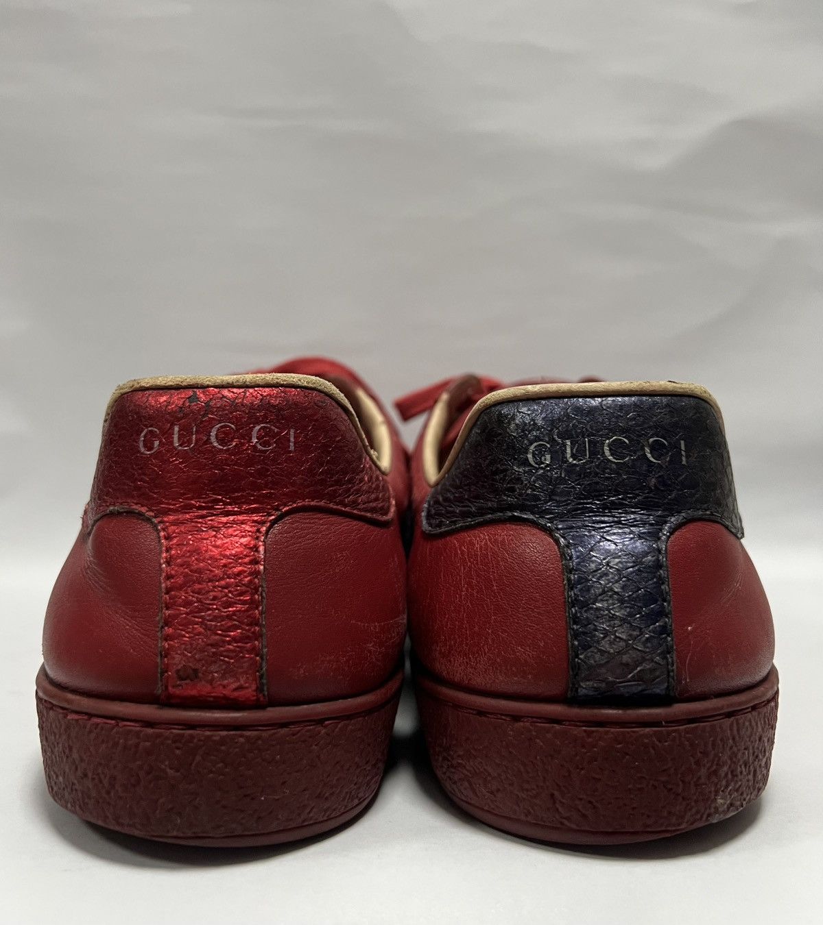 Gucci Gucci - Red Leather Web Ace Low Top Sneakers Size US 6.5 / EU 39-40 - 7 Thumbnail