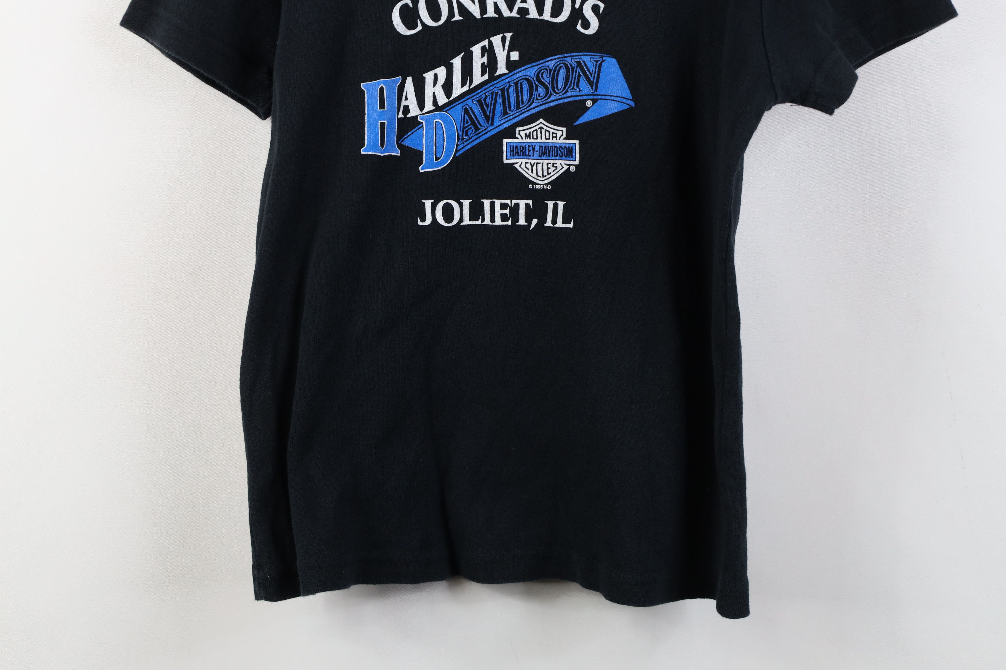 Harley Davidson Vintage 90s Harley Davidson Ribbed Knit T-Shirt Black USA Size L / US 10 / IT 46 - 14 Thumbnail