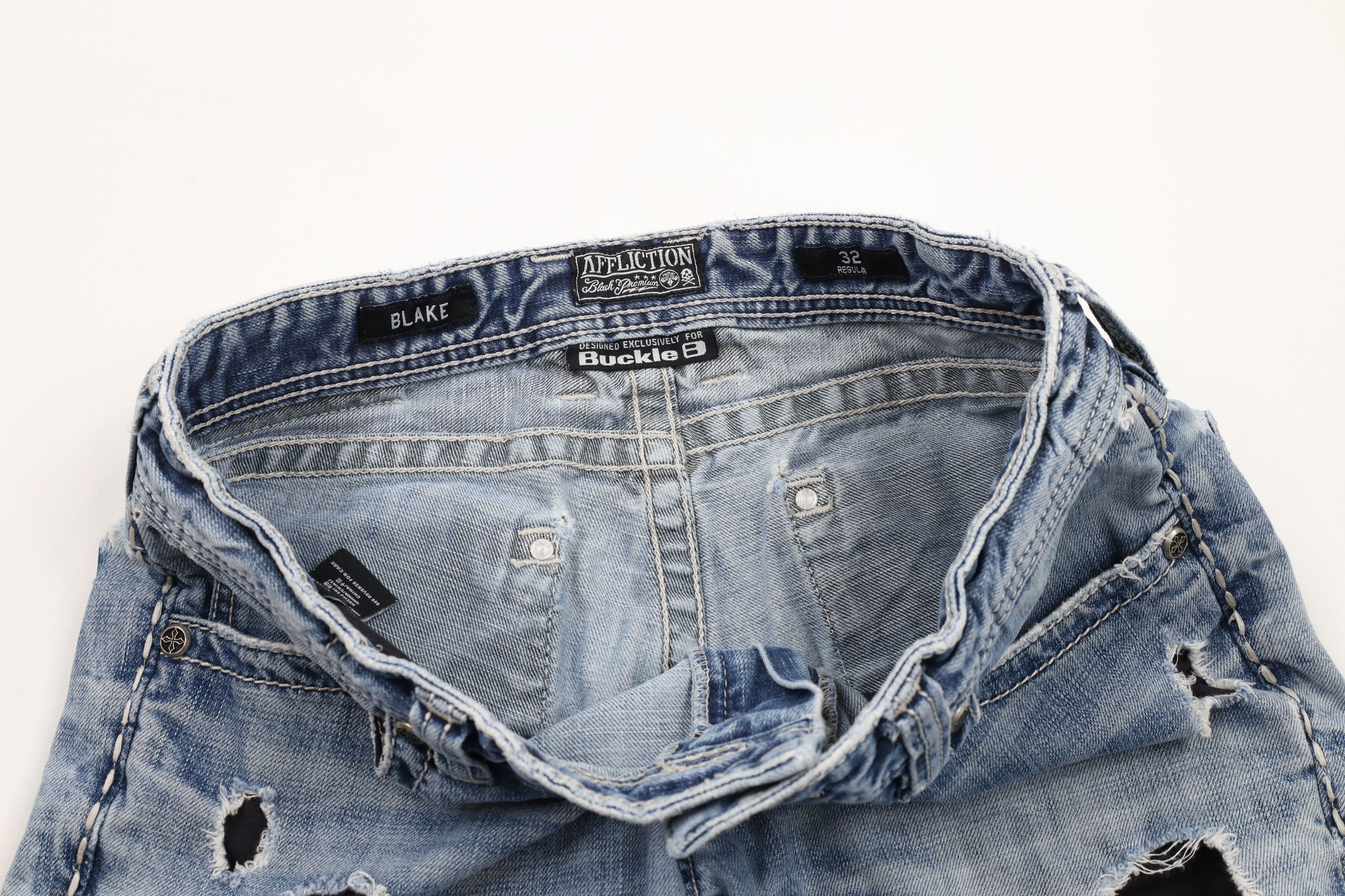 Affliction × Vintage Buckle BKE Affliction Blake Thick Stitch Cross UFC MMA Jeans Size US 32 / EU 48 - 10 Thumbnail