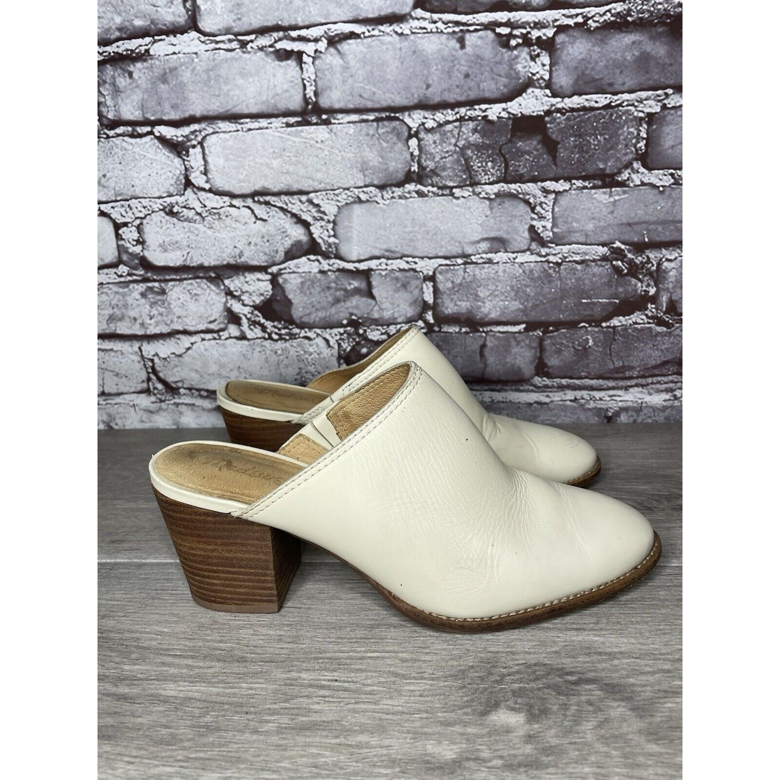 Madewell Madewell The Harper Ivory Leather Mules Stacked Heels Women Size US 8 / IT 38 - 13 Thumbnail