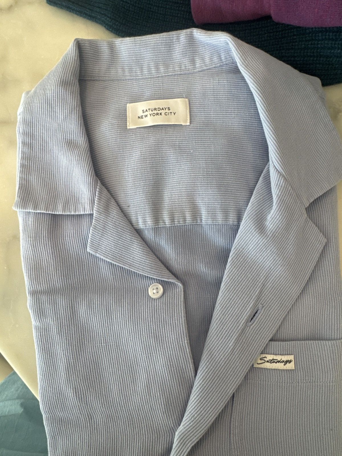 Saturdays NYC Blue striped shirt Size US M / EU 48-50 / 2 - 4 Thumbnail
