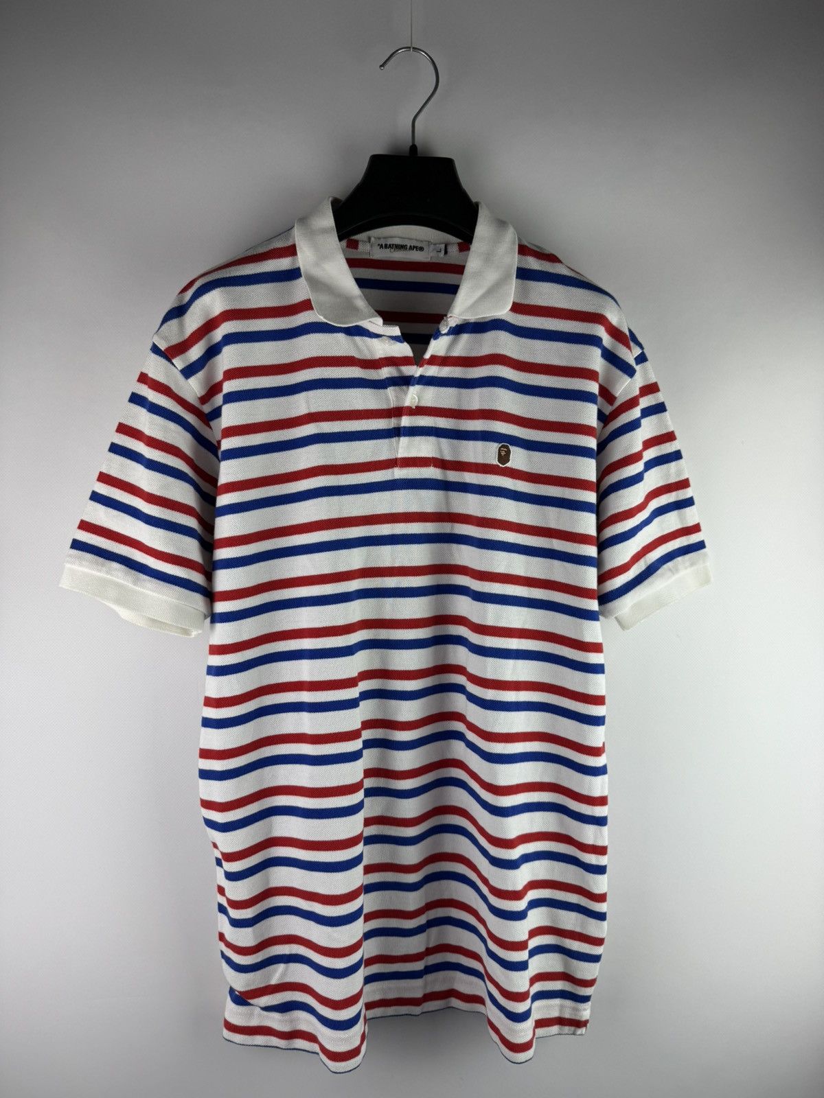 Vintage BAPE A Bathing Ape Striped T-Shirt Polo