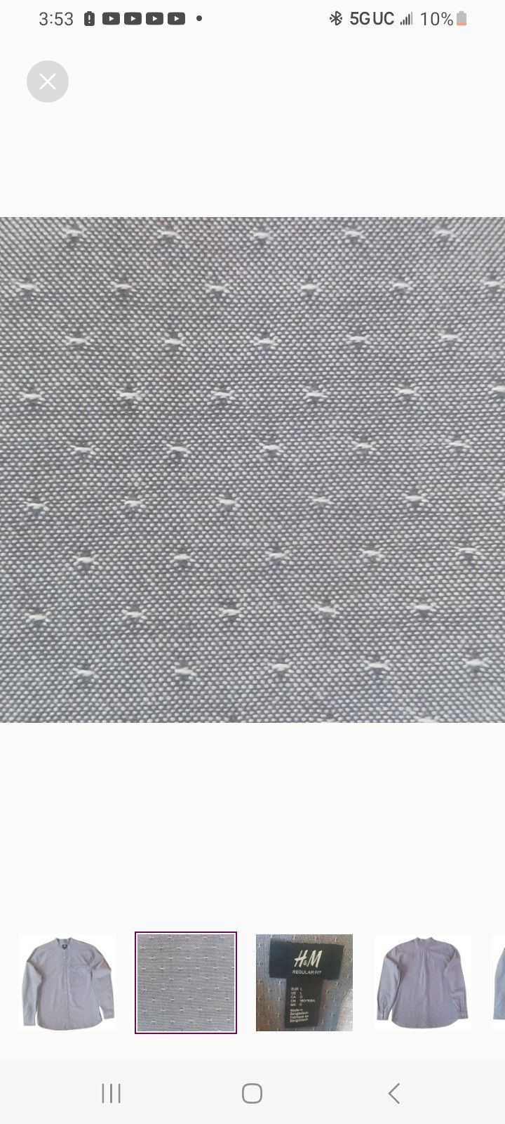 H&M H & M Light Grey Regular-FIT Long-Sleeve Button Up. Size US L / EU 52-54 / 3 - 2 Thumbnail