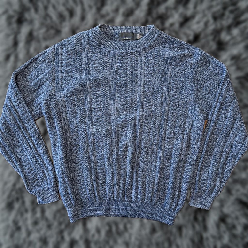 Bill Blass VINTAGE Bill Blass Sweater Large Blue Cable Knit Crew Neck Dad Grandpa Classic Mens L Blue Collection Size US L / EU 52-54 / 3 - 1 Thumbnail