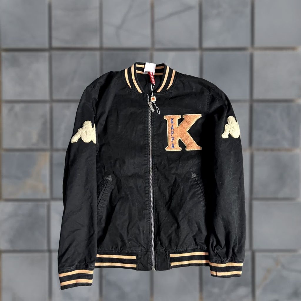 Kappa Kappa Jacket Mens M Black Varsity Full Zip Chenille Logo Sleeves Cotton Canvas Pockets Zipper Vintage No Size US M / EU 48-50 / 2 - 1 Thumbnail