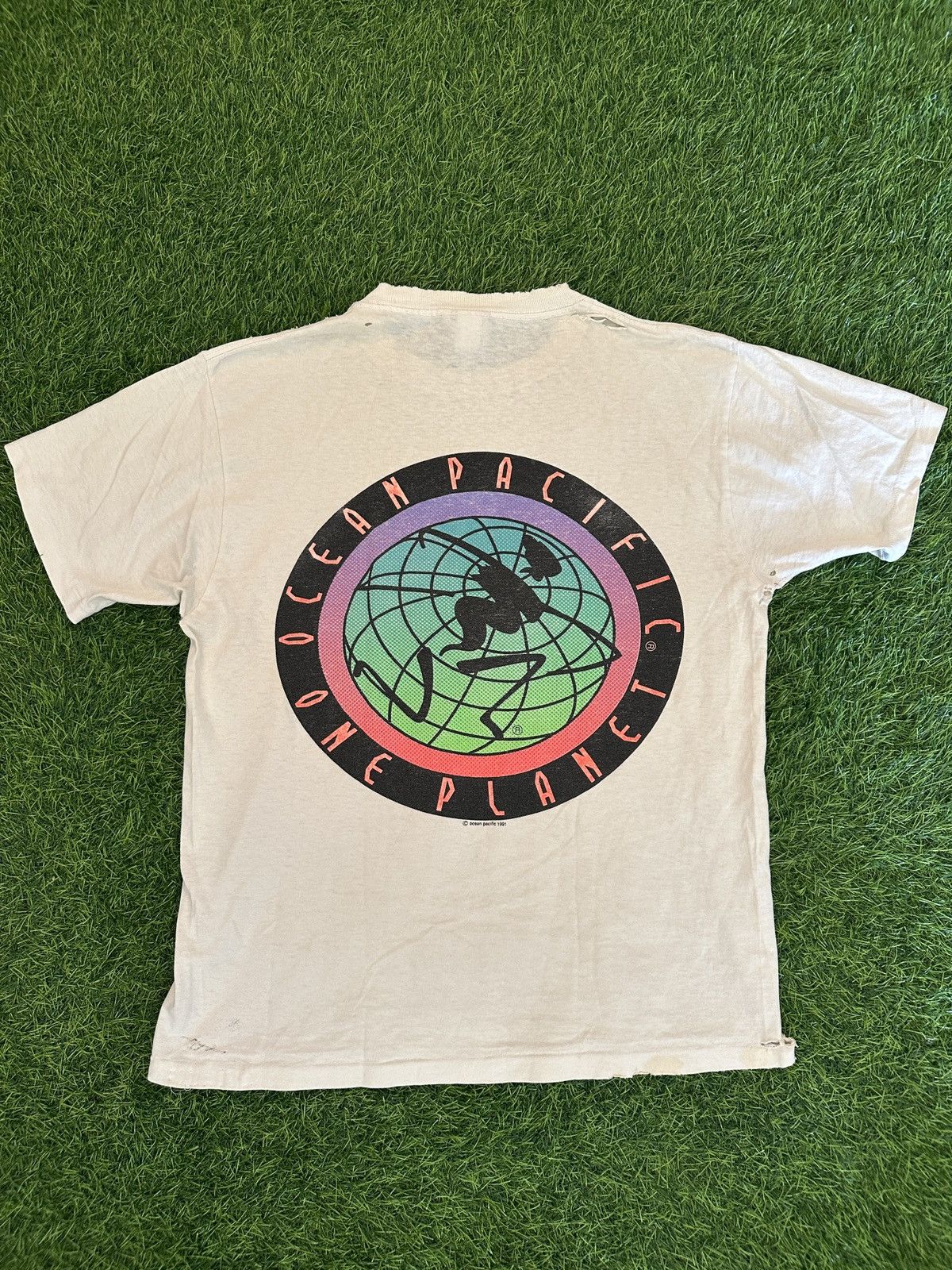 Ocean Pacific Vintage ocean pacific one planet thrashed tee shirt size M Size US M / EU 48-50 / 2 - 2 Thumbnail