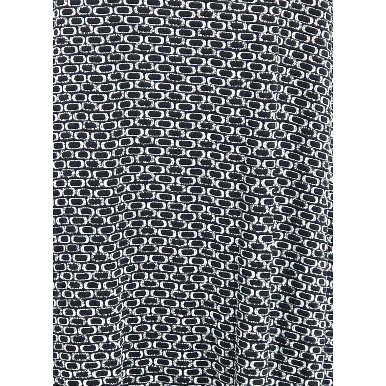 Vintage NWT Olivia Matthews Midi Shift Dress L blk/silver Metallic Glitter Cut Out Back Dress Size L / US 10 / IT 46 - 6 Thumbnail