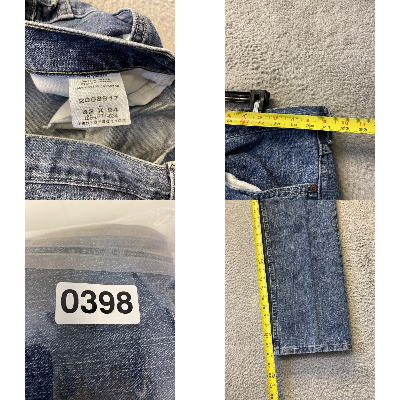 Lee Lee Mens Jeans 42x34 Blue Relax Fit Straight Leg Denim 5-Pocket Zipper Button Cotton Lee Logo Regular Inseam 34" Size US 42 / EU 58 - 8 Thumbnail