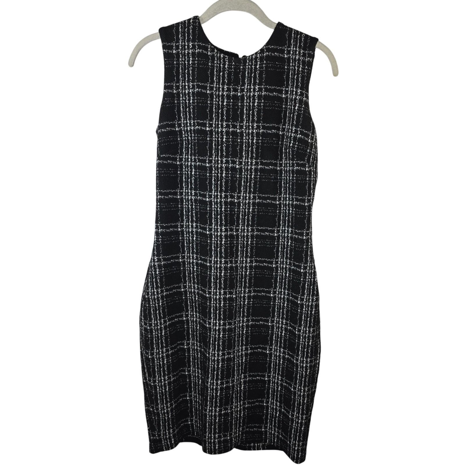 Calvin Klein Calvin Klein Black Plaid Tweed Sheath Dress Lined Size 4 Size S / US 4 / IT 40 - 1 Thumbnail