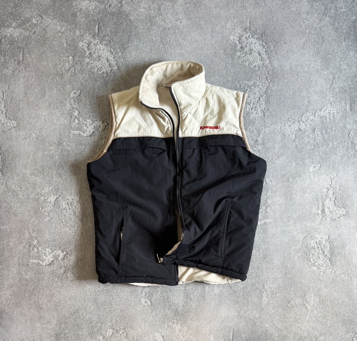 Vintage Kawasaki zip nylon + fleece vest sleeveless jacket racing Size US M / EU 48-50 / 2 - 1 Thumbnail