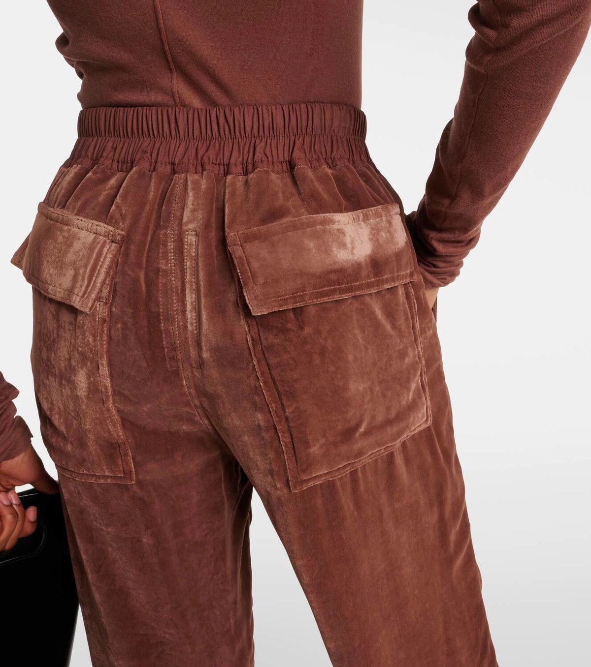 Rick Owens o1y0126 Velvet Sweatpant in Chocolate Brown Size 27" / US 4 / IT 40 - 6 Thumbnail