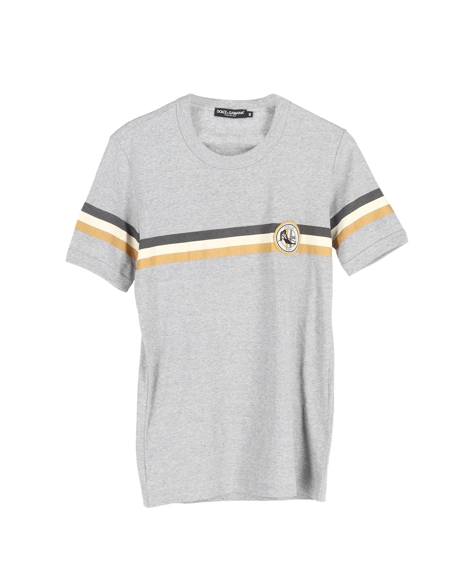 image of Dolce Gabbana Ski Badge Grey Cotton T-Shirt By Dolce & Gabbana, Men's (Size Small)