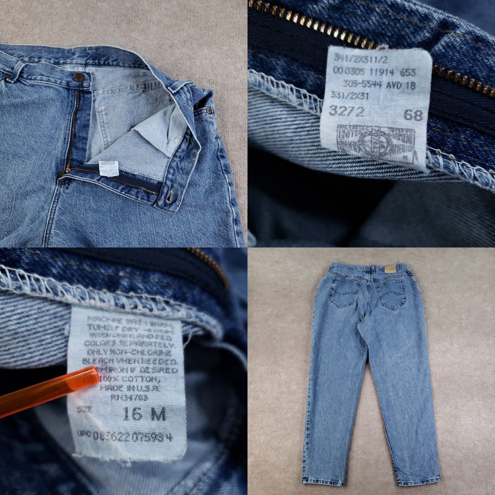 Lee VINTAGE Lee Jeans Womens 16 Blue High Rise Tapered Leg Relaxed Fit Denim 90s Size 38" / US 16 / IT 52 - 9 Thumbnail