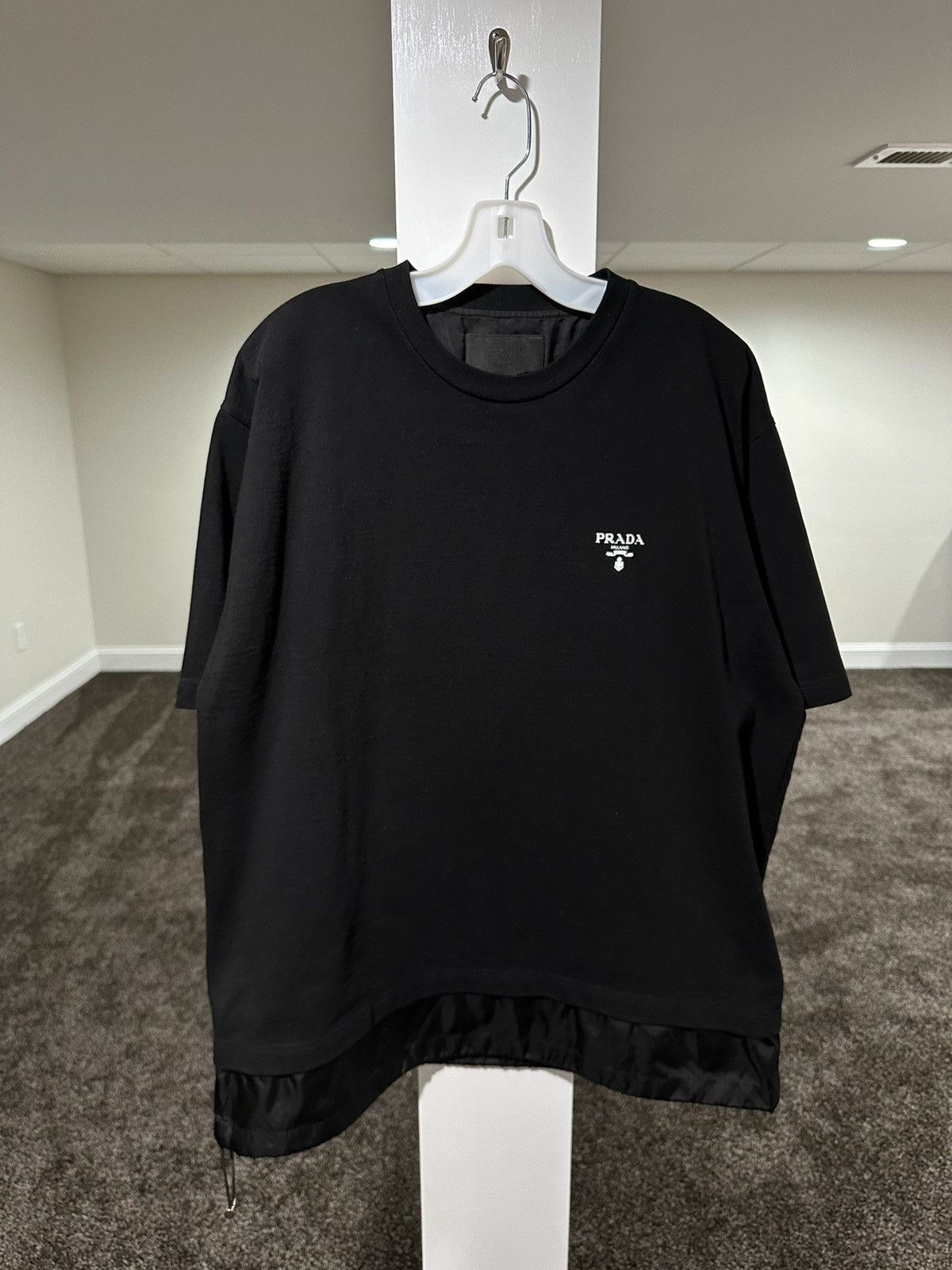 Prada Prada Jersey & Re-Nylon Logo Black T-Shirt Size US XL / EU 56 / 4 - 1 Thumbnail