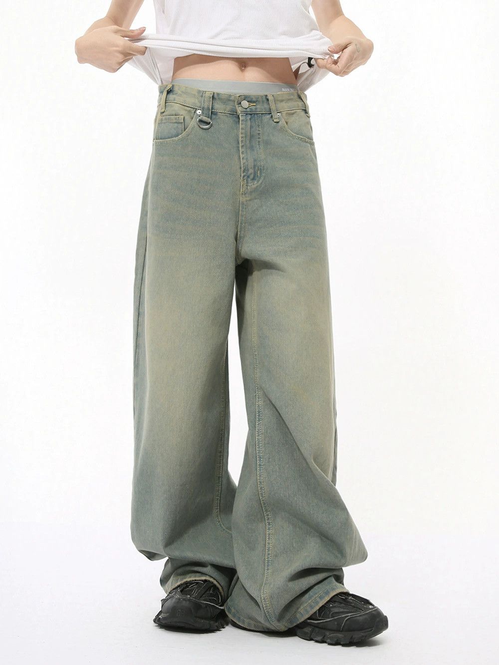Jean Men's retro straight wide-leg loose jeans Size US 32 / EU 48 - 2 Thumbnail