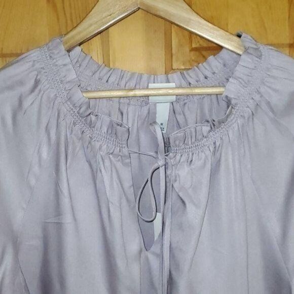 Designer a new day Soft Fall Colored Lavender Dainty Ruffled Tie Neck Size M / US 6-8 / IT 42-44 - 3 Thumbnail