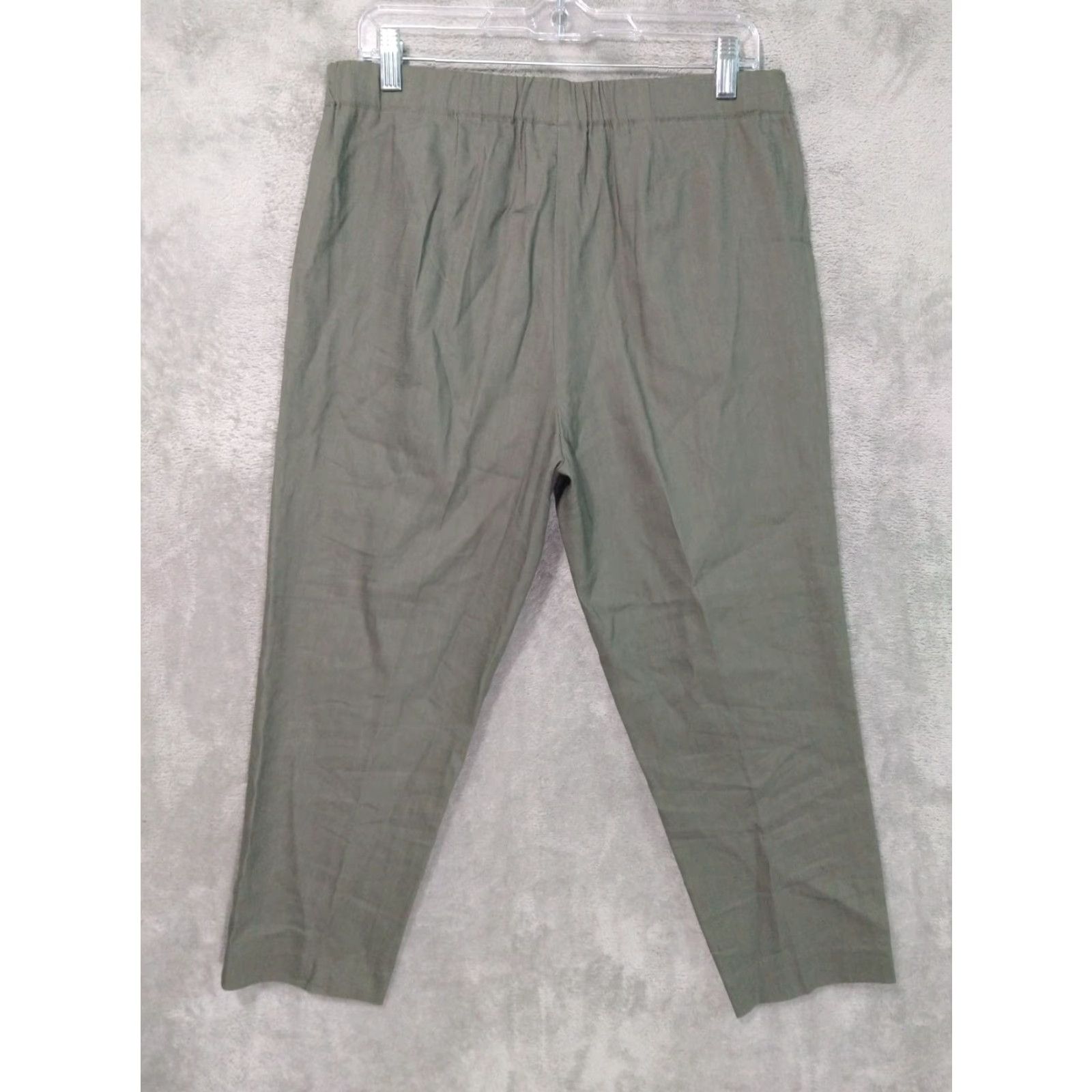 J. Jill J.Jill Pants Womens Medium Green Linen Stretch Tapered Leg Crop Beach Bohemian Style M Size 32" / US 10 / IT 46 - 2 Thumbnail