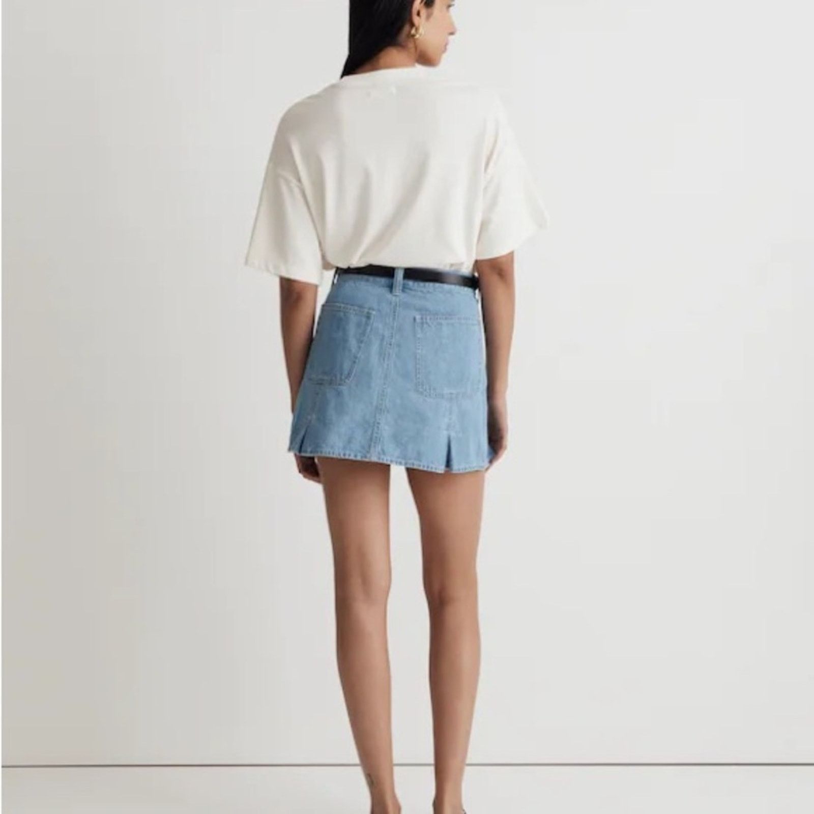 Madewell Madewell Pleated Denim ALine Mini Skirt Womens 27 Stilecroft Size 27" / US 4 / IT 40 - 4 Thumbnail
