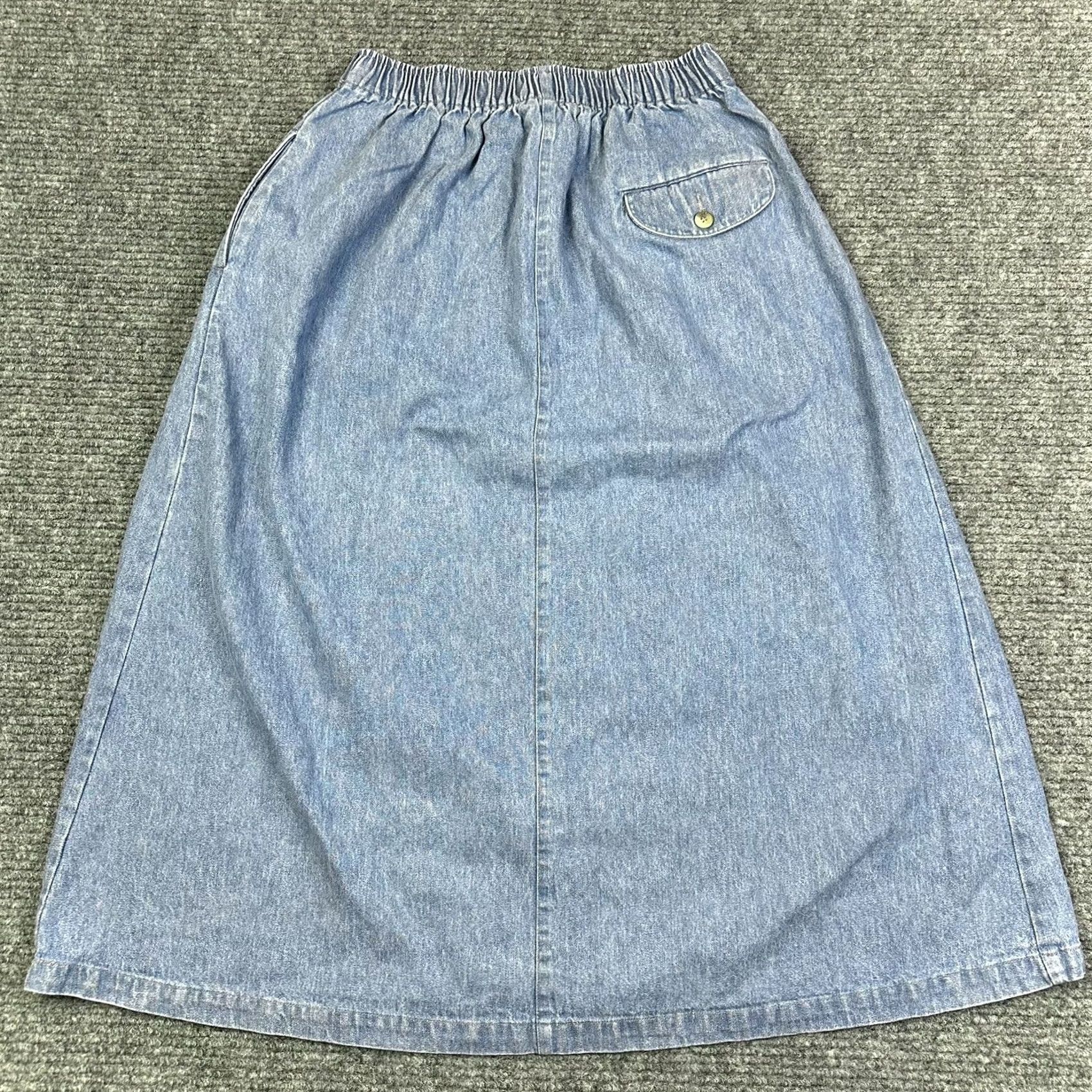 Denime VINTAGE Womens Denim Skirt 12 Long 100% Cotton Made In USA With Pockets Outback Red Black Cap? Size 34" / US 12 / IT 48 - 3 Thumbnail