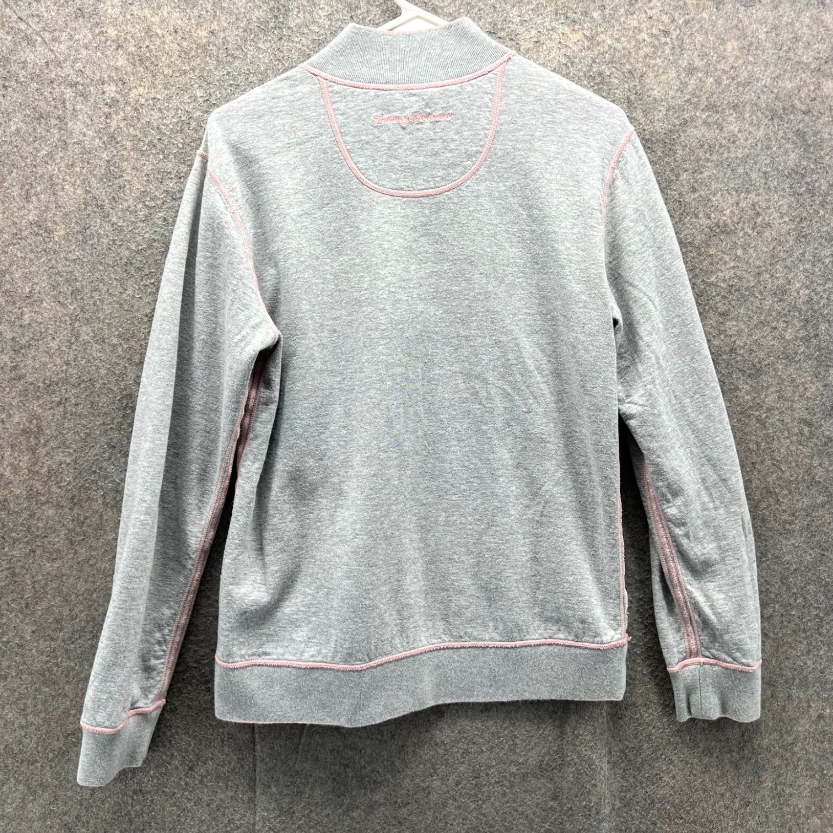Tommy Bahama VINTAGE Tommy Bahama Sweater Womens Large Pullover Fleece Reversible 1/2 Zip Pink Grey Logo Pattern USA Size L / US 10 / IT 46 - 4 Thumbnail