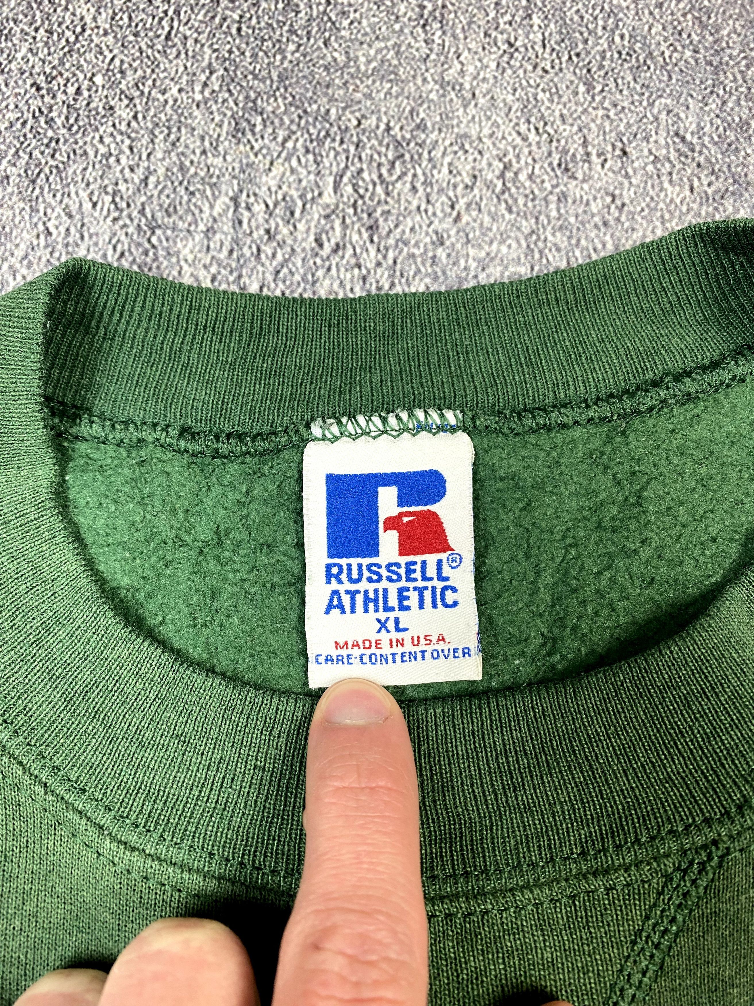 Russell Athletic × Vintage Vintage 90s Russell Athletic Green Sunfaded Sweatshirt Size US XL / EU 56 / 4 - 5 Thumbnail