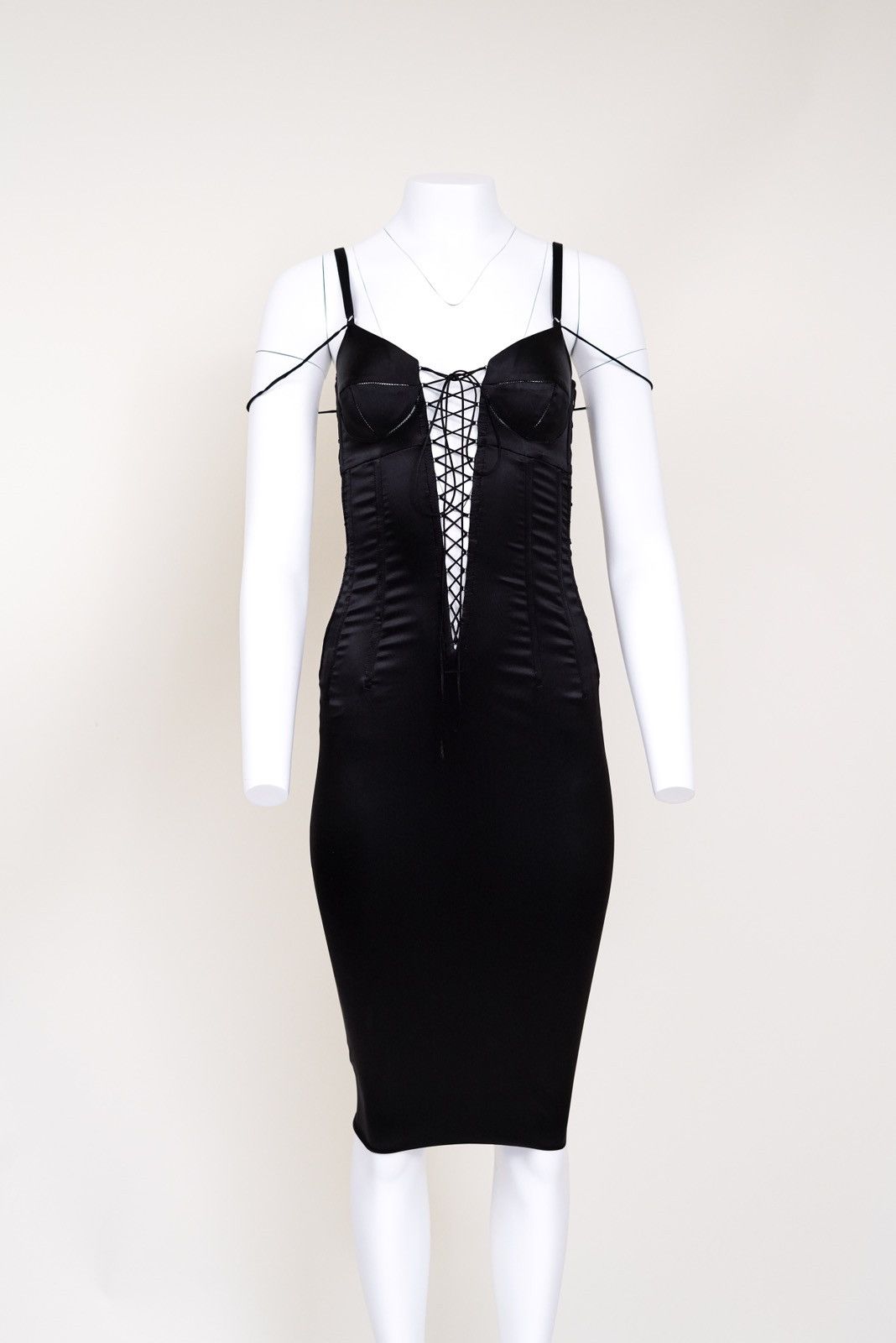 Dolce & Gabbana Dolce & Gabbana F/W Black Plunging Corset Lace Up Mini Dress Size M / US 6-8 / IT 42-44 - 3 Thumbnail