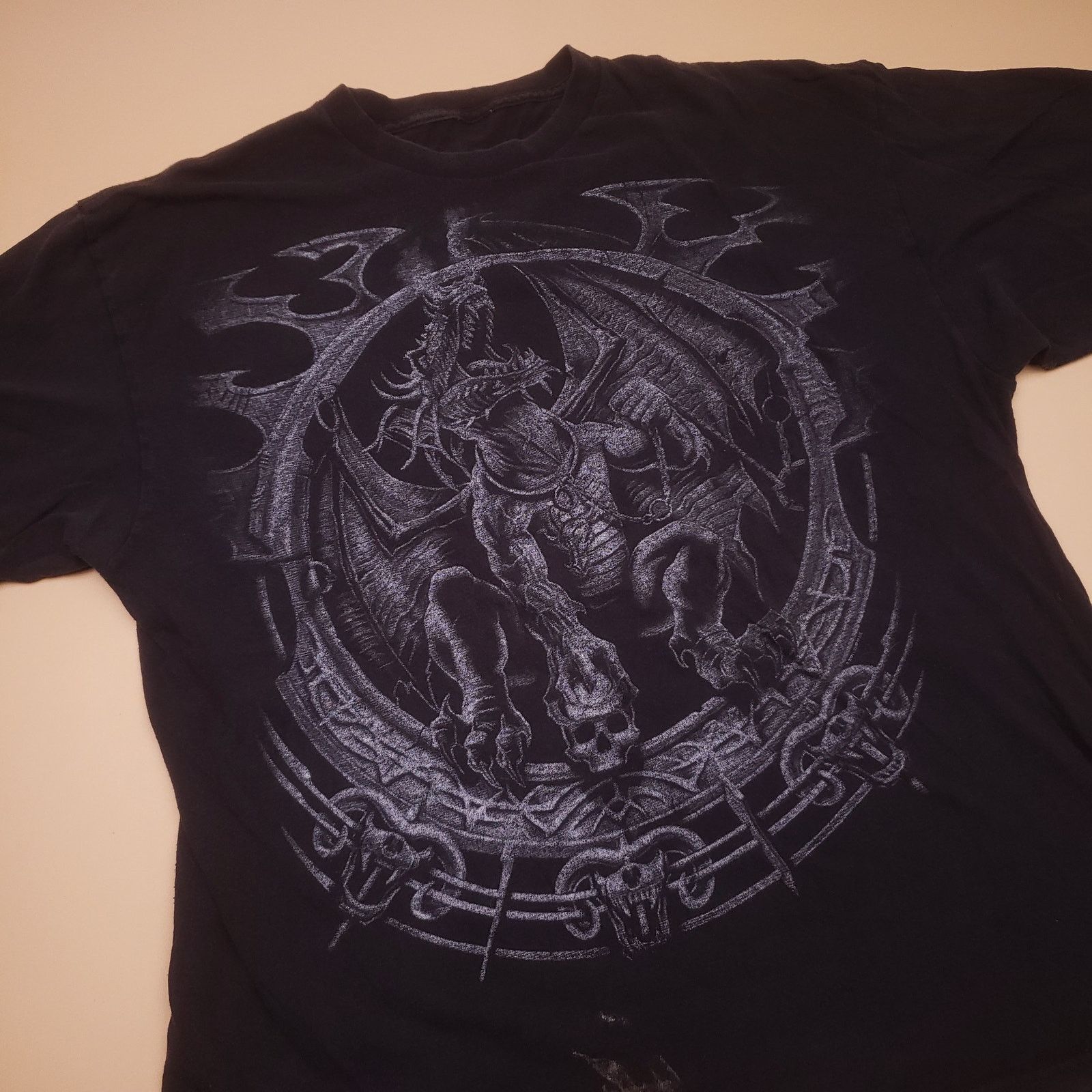 Vintage Vtg y2k Dragon Fantasy Gothic Blackout Distress Golem tee Size US L / EU 52-54 / 3 - 2 Thumbnail