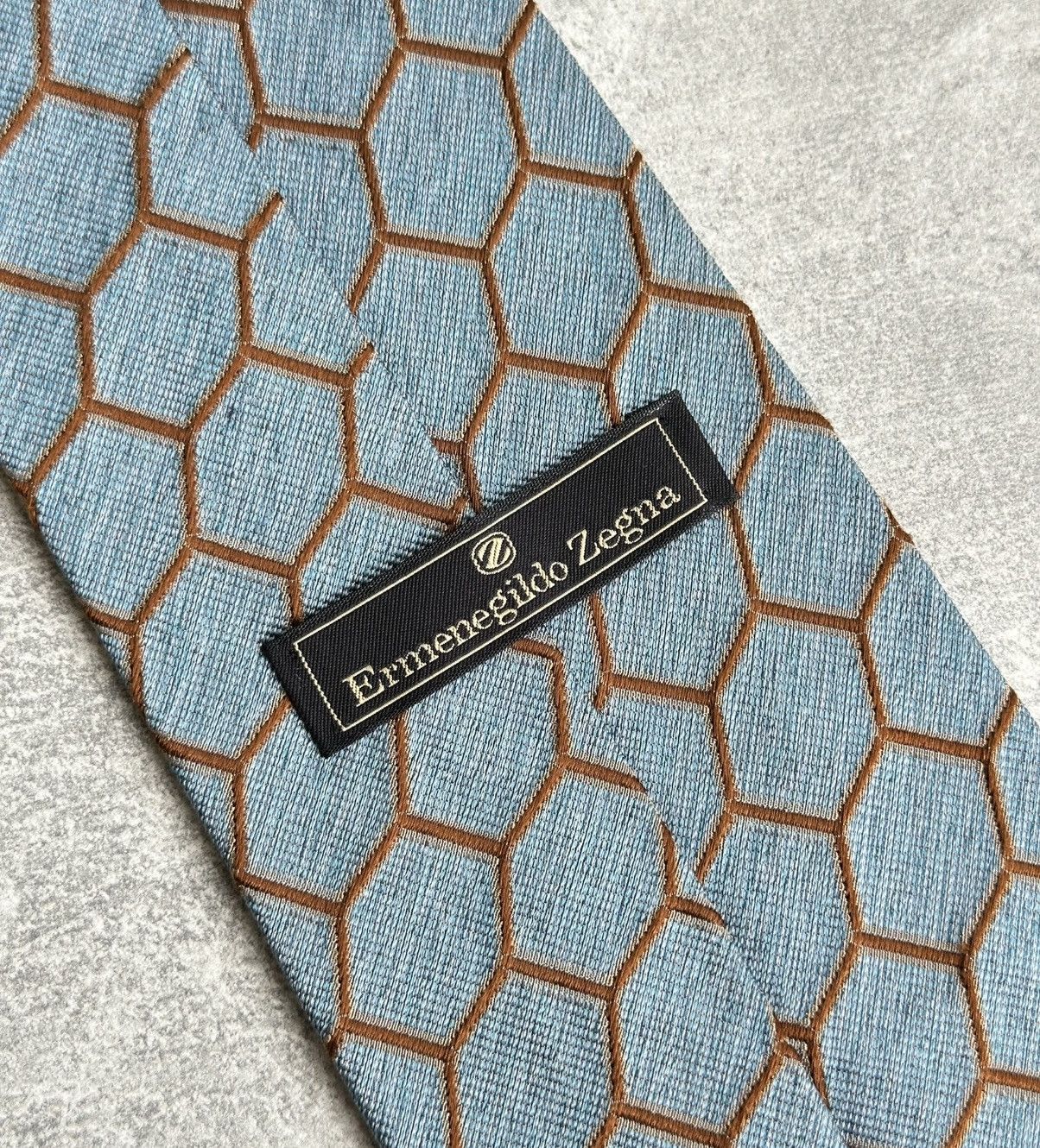 Ermenegildo Zegna Vintage Ermenegildo Zegna Silk Tie Blue Geometric Italy Size ONE SIZE - 7 Thumbnail