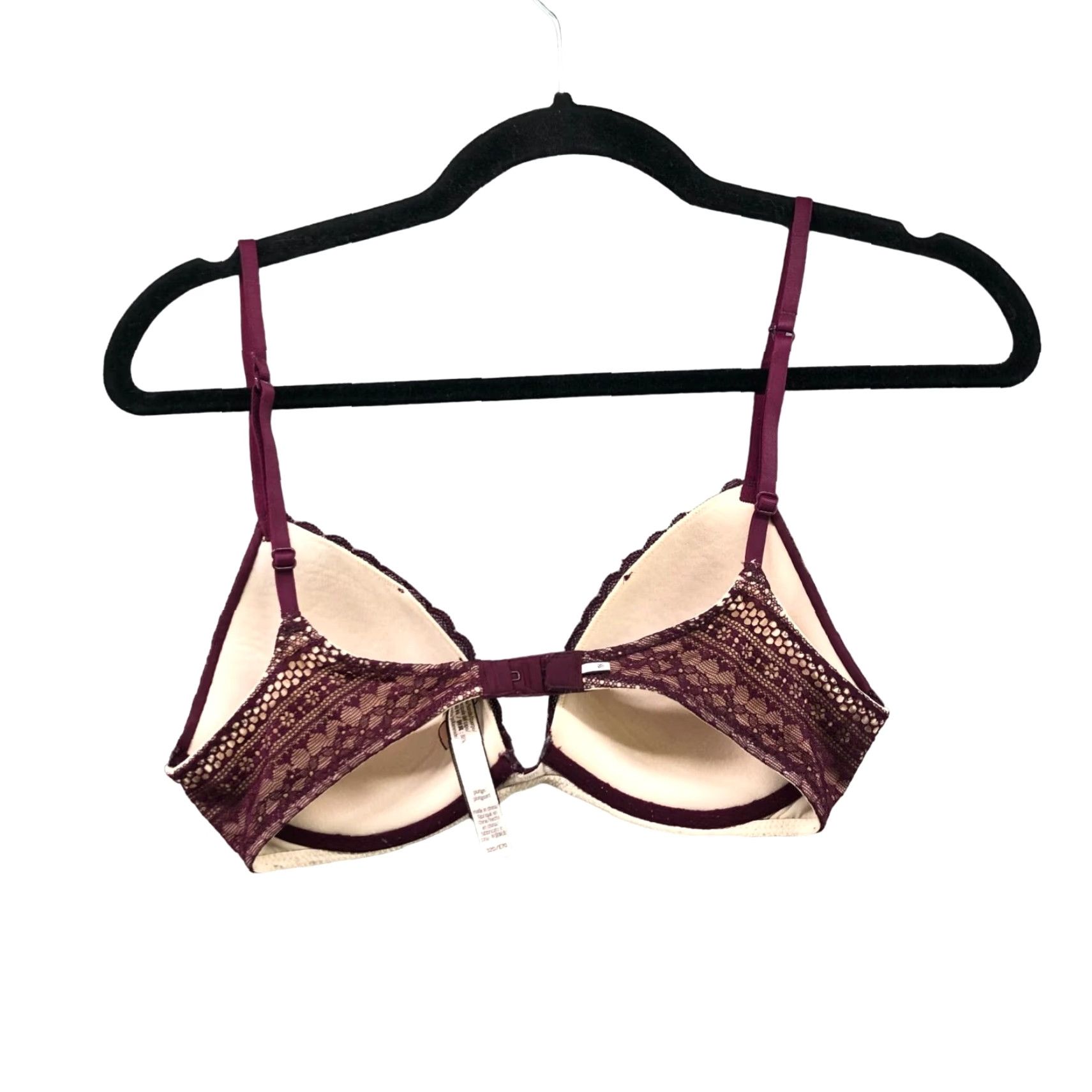 Victoria's Secret Victoria's Secret Plunge Bra 32D Purple Burgundy Lace Underwire Padded Size ONE SIZE - 2 Thumbnail