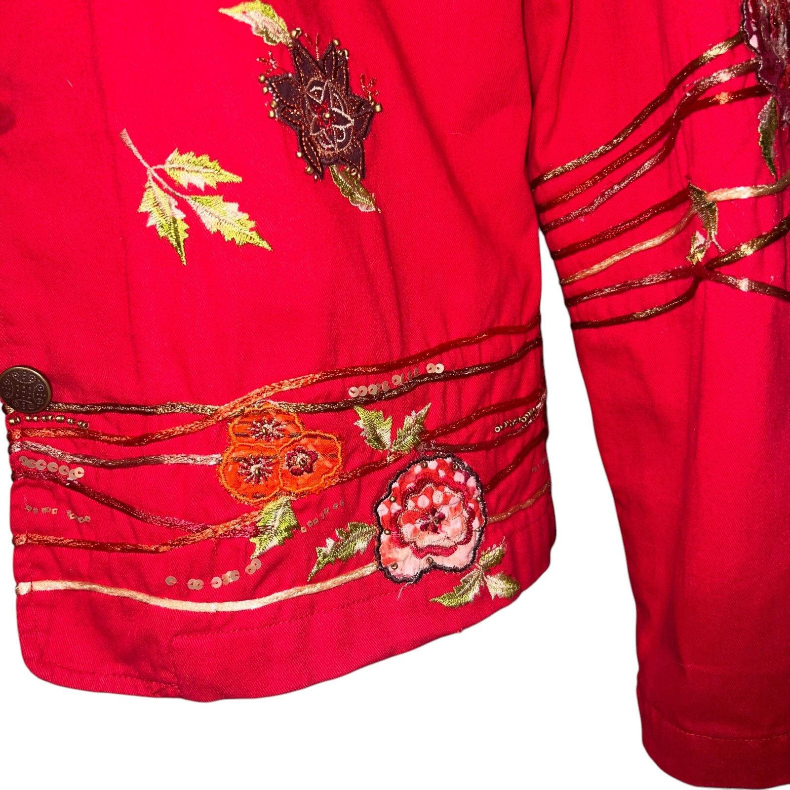 Coldwater Creek Vintage Coldwater Creek Red Embroidered Beaded Jacket XS Size XS / US 0-2 / IT 36-38 - 7 Thumbnail
