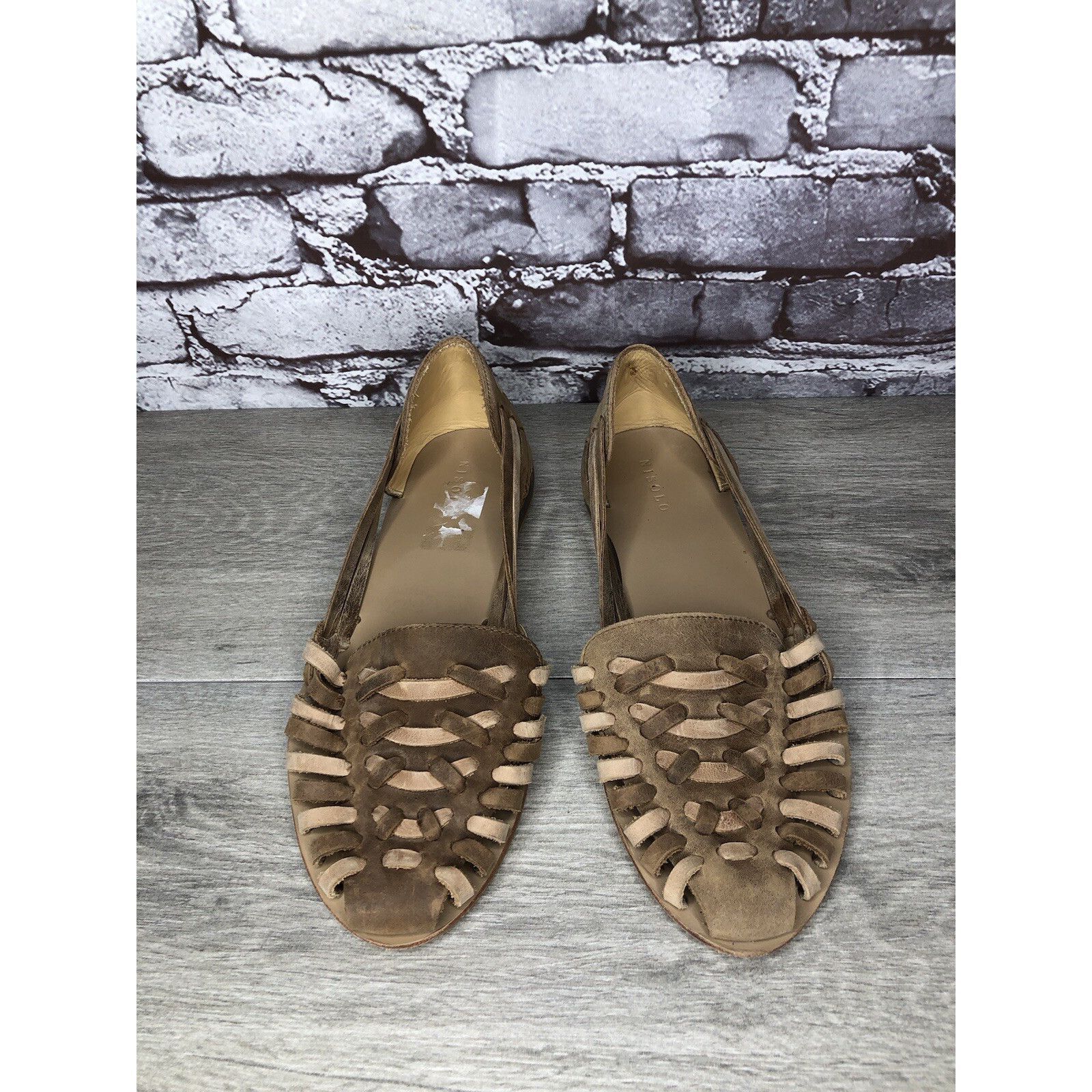 Nisolo NISOLO Tan Brown Huarache Leather Woven Flats Sandals Women Size US 10 / IT 40 - 8 Thumbnail