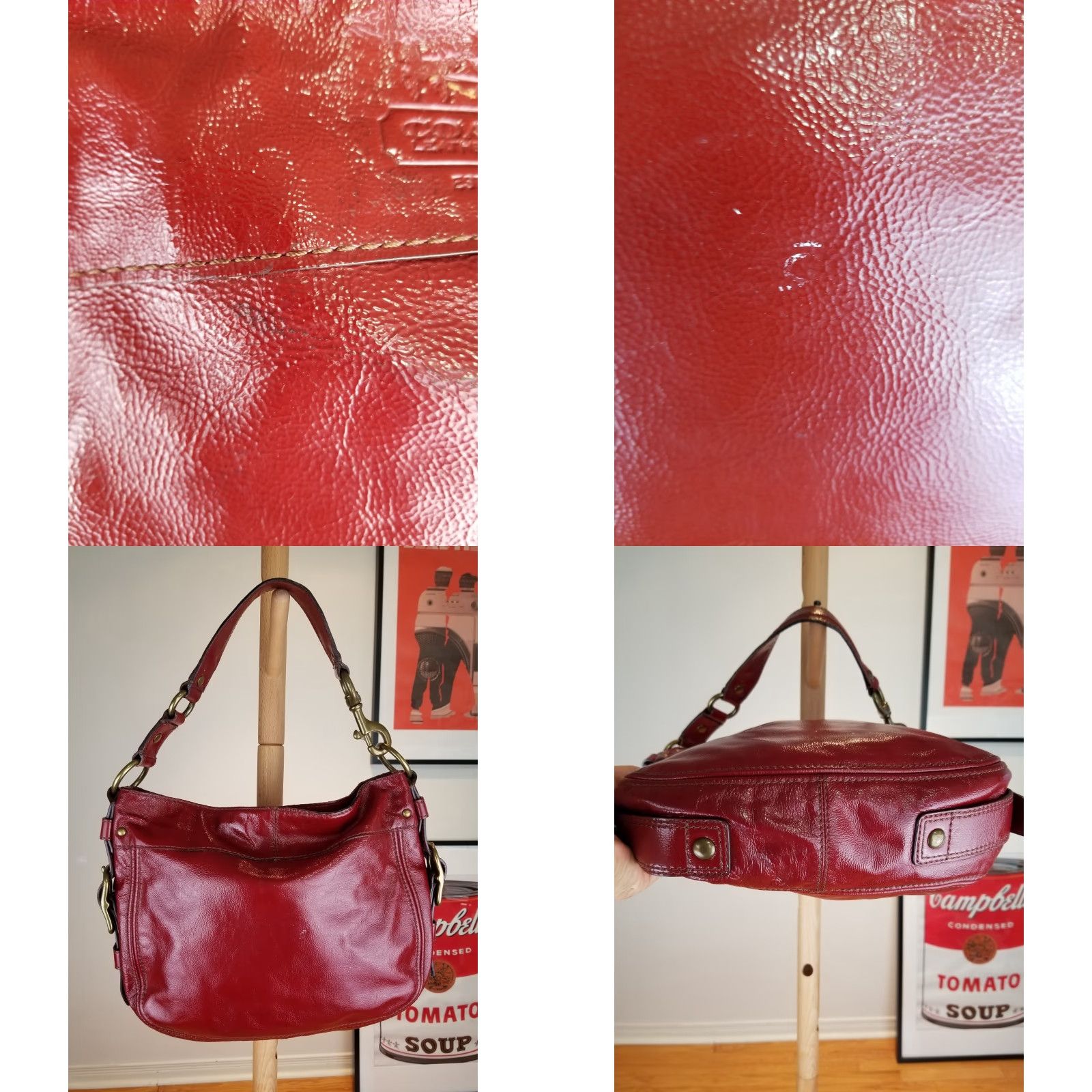 Coach VINTAGE COACH RED LEATHER SHOULDER HAND BAG SZ 13'X9'X4' 12735 Size ONE SIZE - 8 Thumbnail