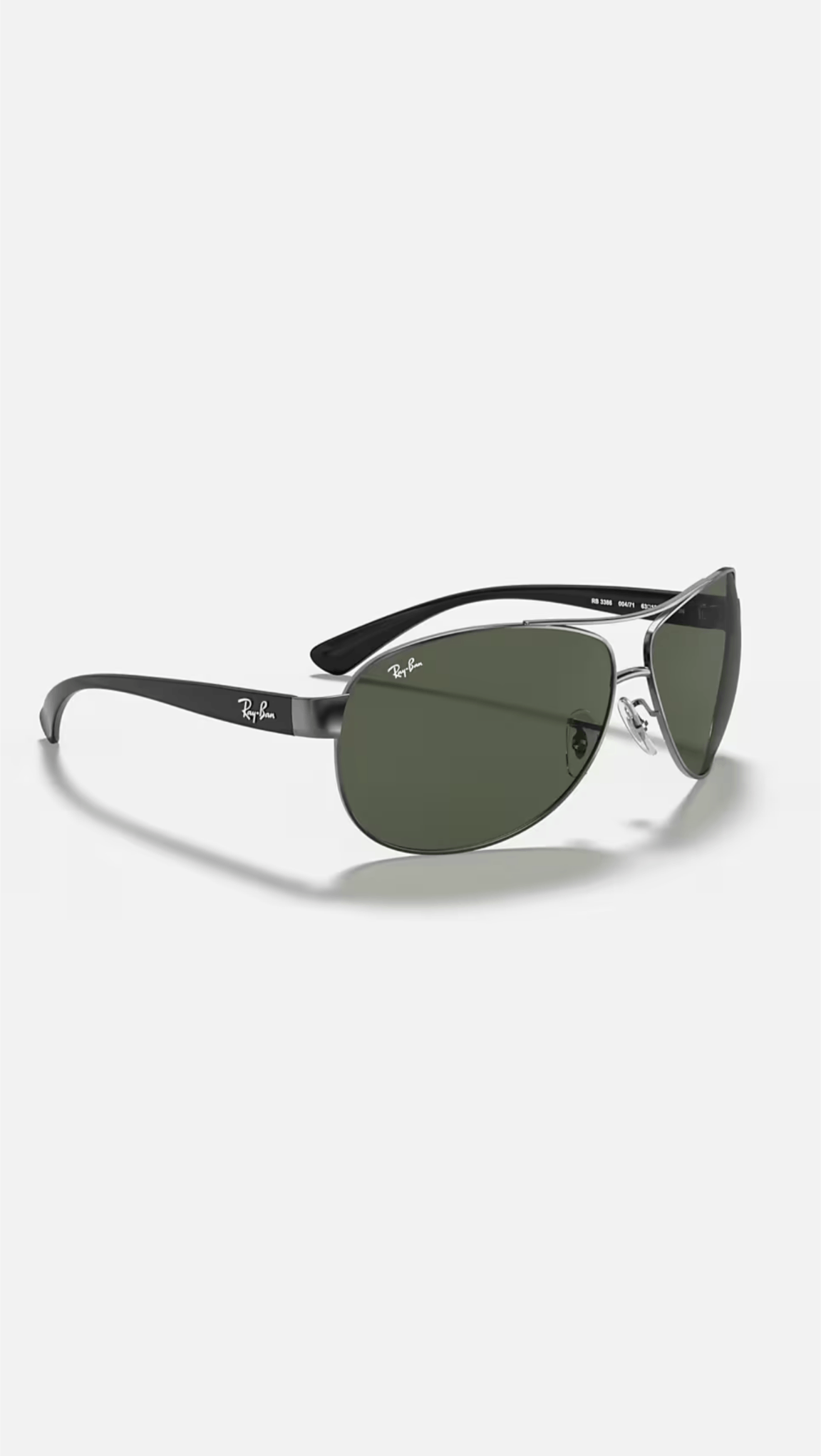 image of Rayban Sunglasses Rb3386 in Dark Green Tint, Men's