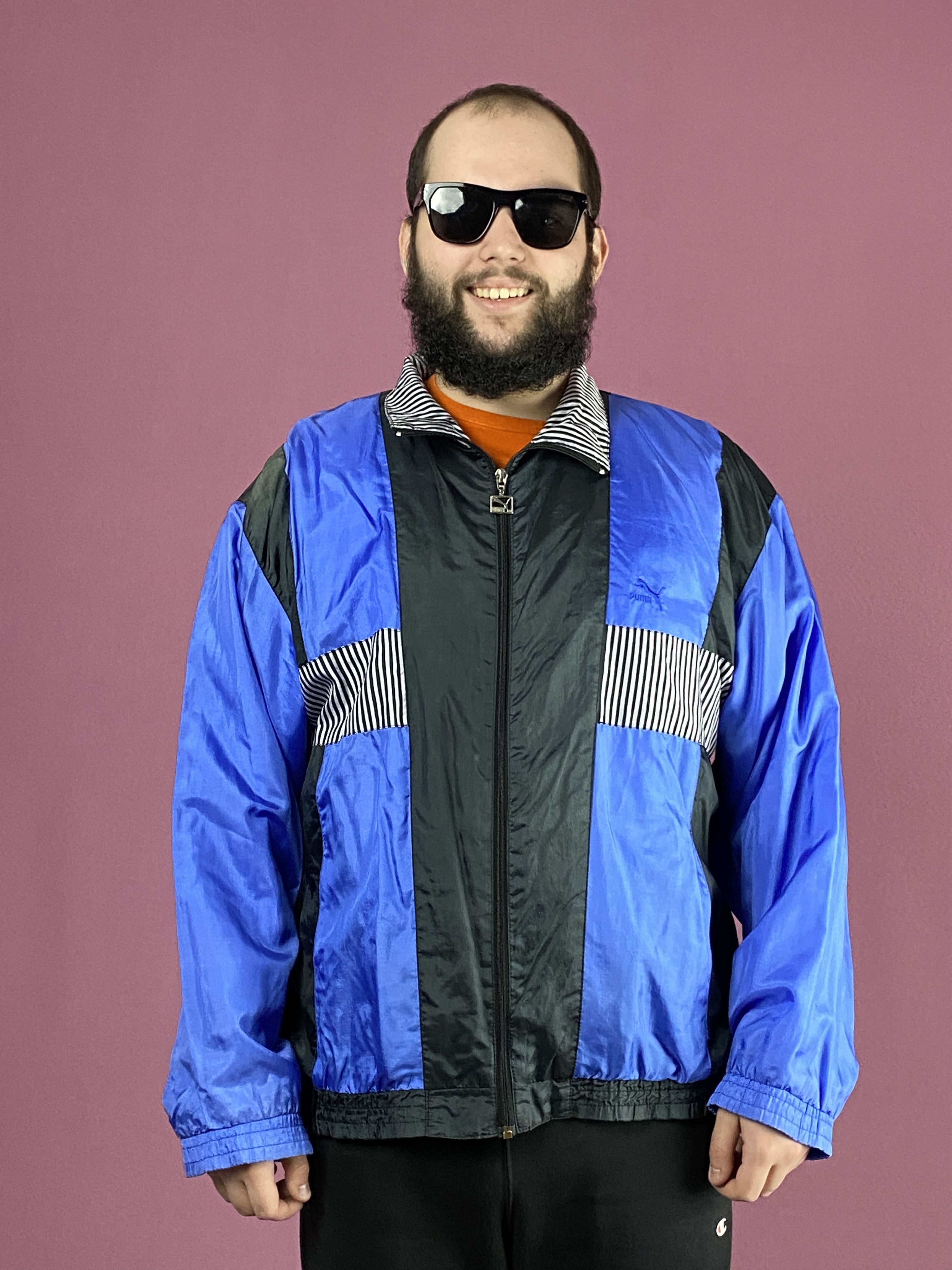 Puma 90s Puma Vintage Men's Windbreaker Jacket - L Blue Black Size US L / EU 52-54 / 3 - 1 Thumbnail