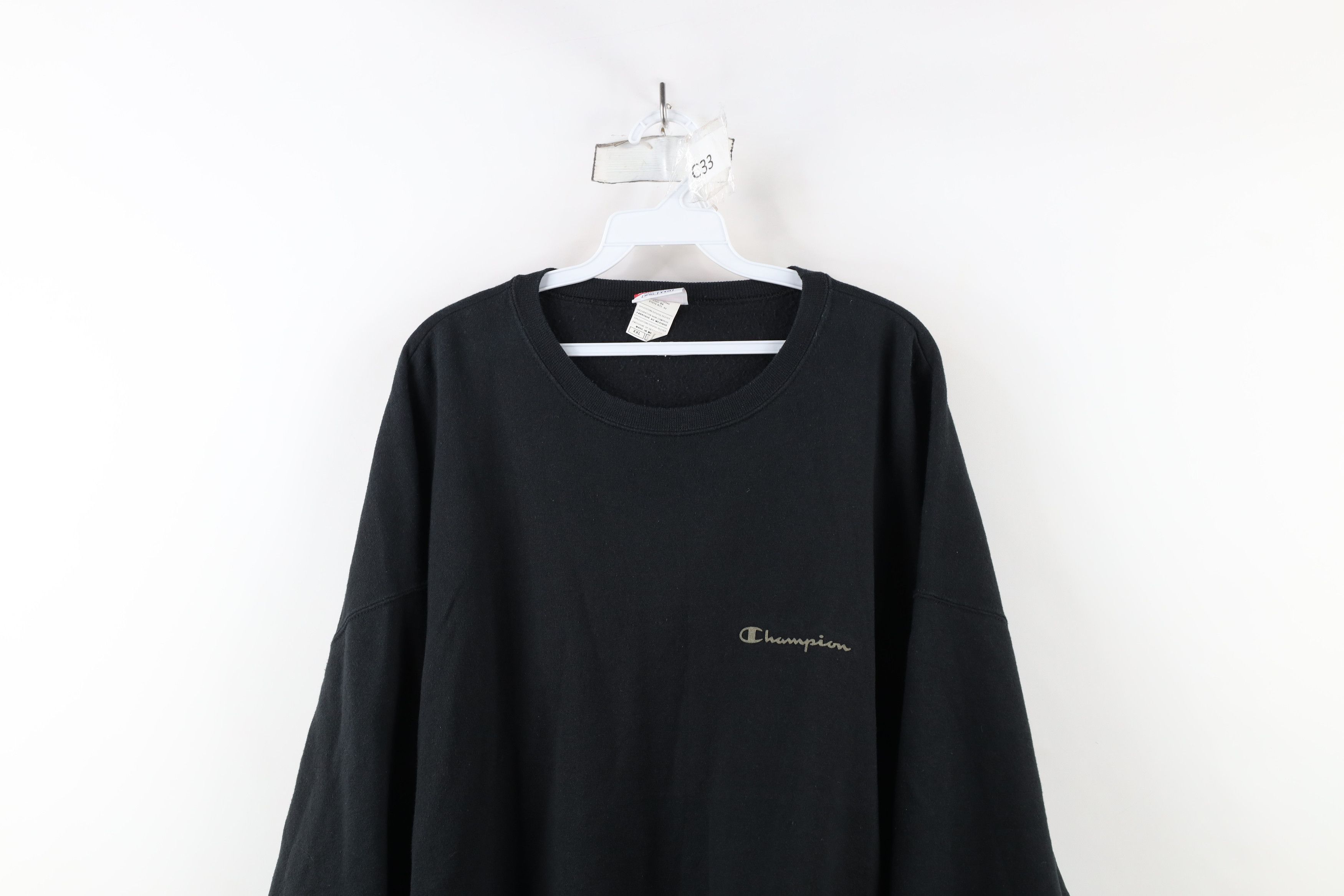 Champion × Vintage Vintage 90s Champion Spell Out Crewneck Sweatshirt Black Size US XXL / EU 58 / 5 - 2 Thumbnail