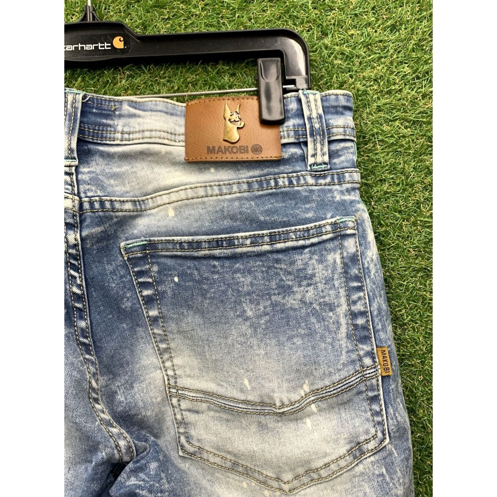 Noah Unbranded Jeans M1967 MAKOBI Mens 30x32 Black Distressed 3D 90s Vintage Casual Straight 5-Pocket Denim Cotton Blend Regular Mens Size US 30 / EU 46 - 7 Thumbnail