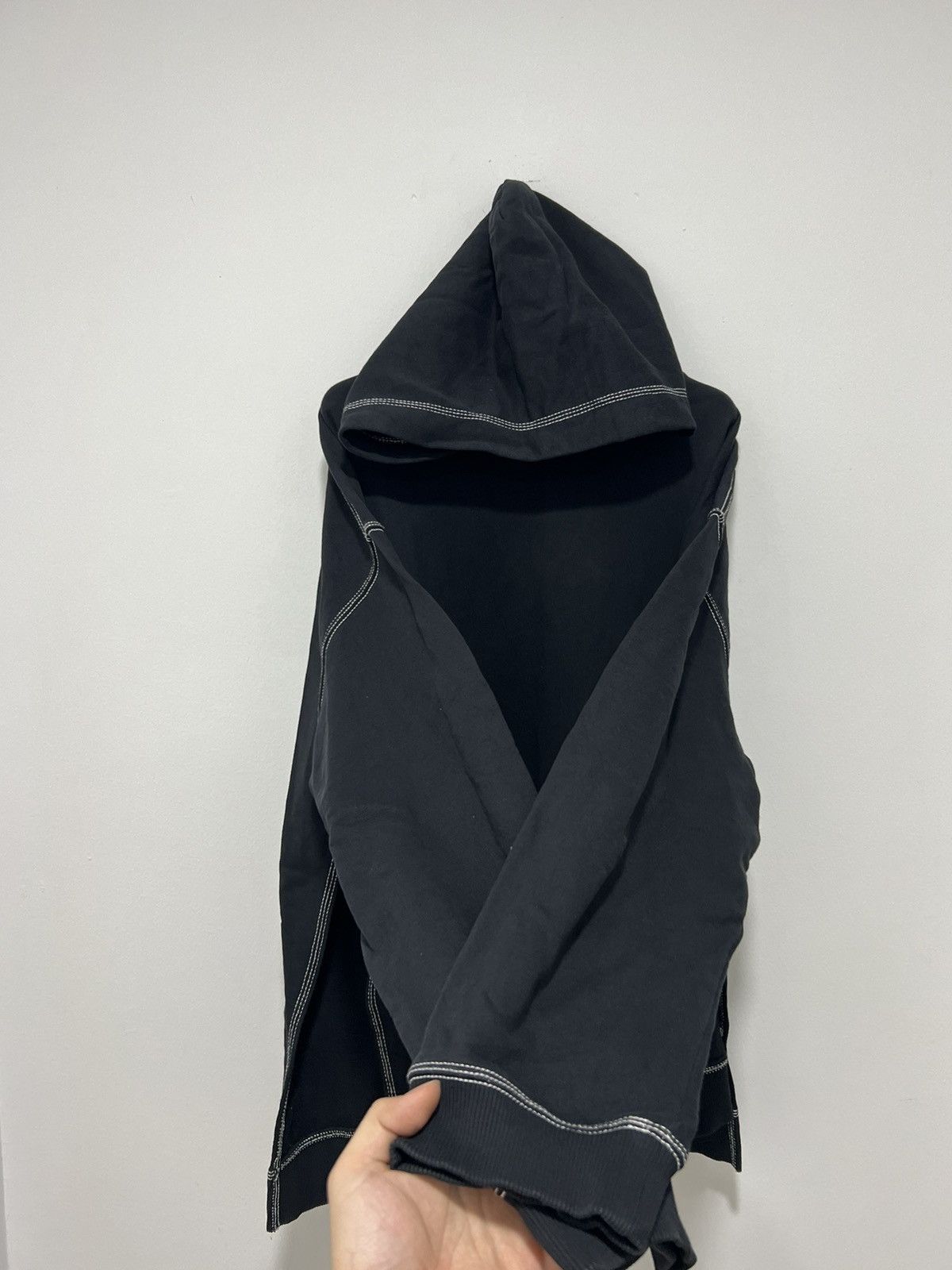 image of S/s 2018 Maison Margiela Mm6 Contrast Stitch Side Cut Hoodie in Black, Men's (Size Large)