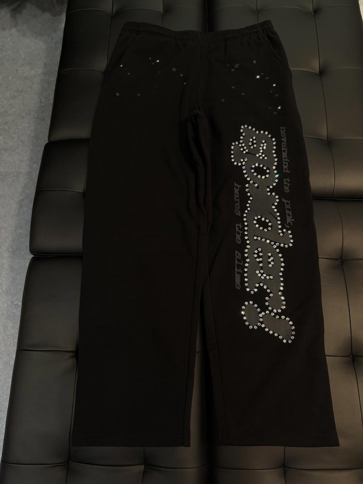 Sp5der Size M - Sp5der Worldwide Black VVS Stone Sweatpants Spider Size US 32 / EU 48 - 1 Thumbnail