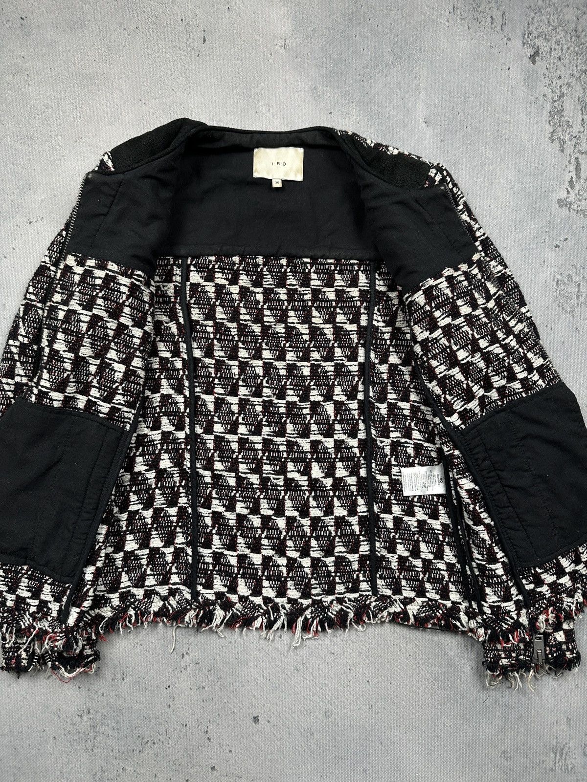Iro Rare IRO Kamber Tweed Moto Jacket Textured Boucle Leather Size S / US 4 / IT 40 - 3 Thumbnail