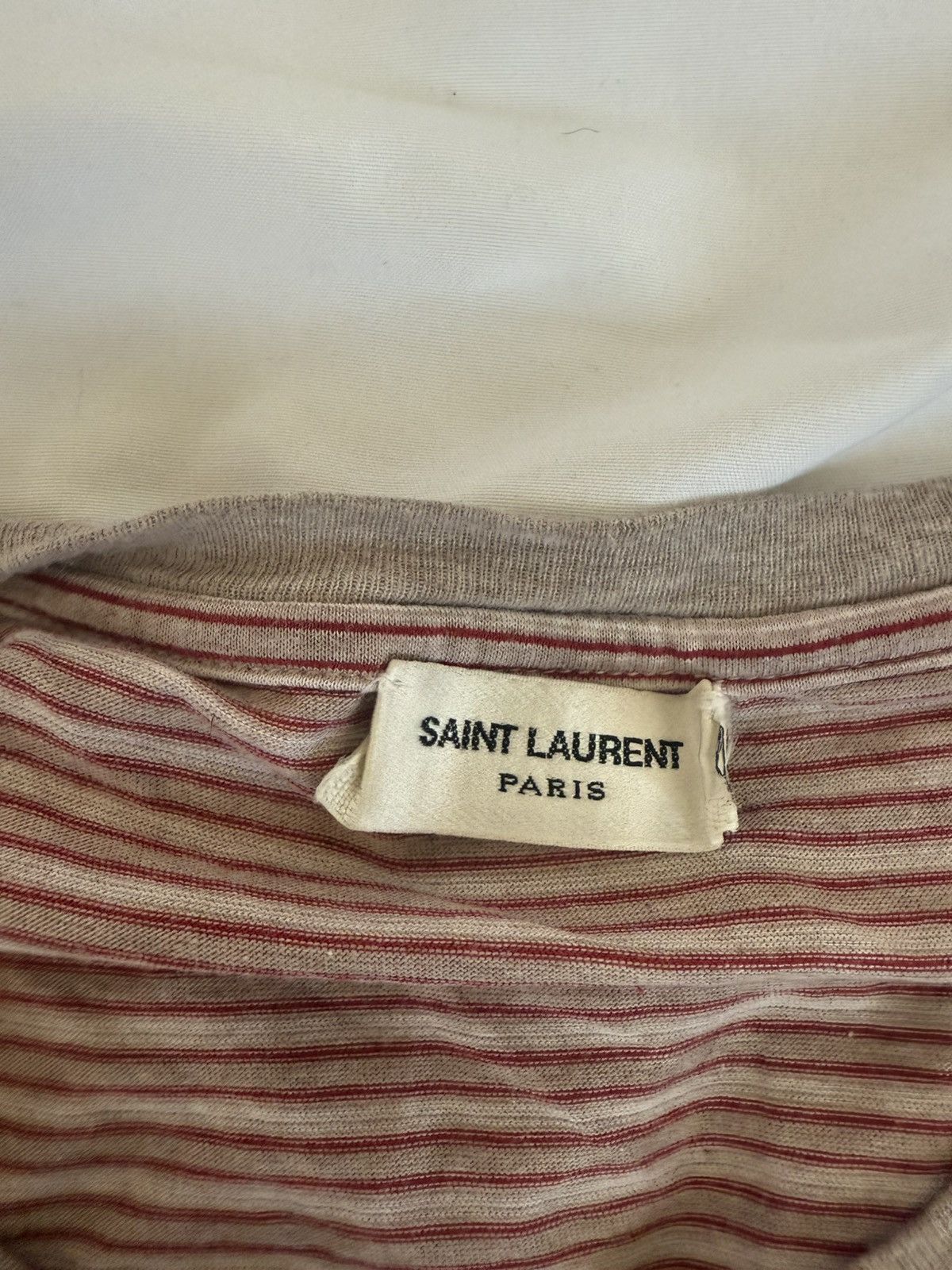 Yves Saint Laurent White, Red, and Brown Saint Laurent Striped Tee Size US M / EU 48-50 / 2 - 3 Thumbnail