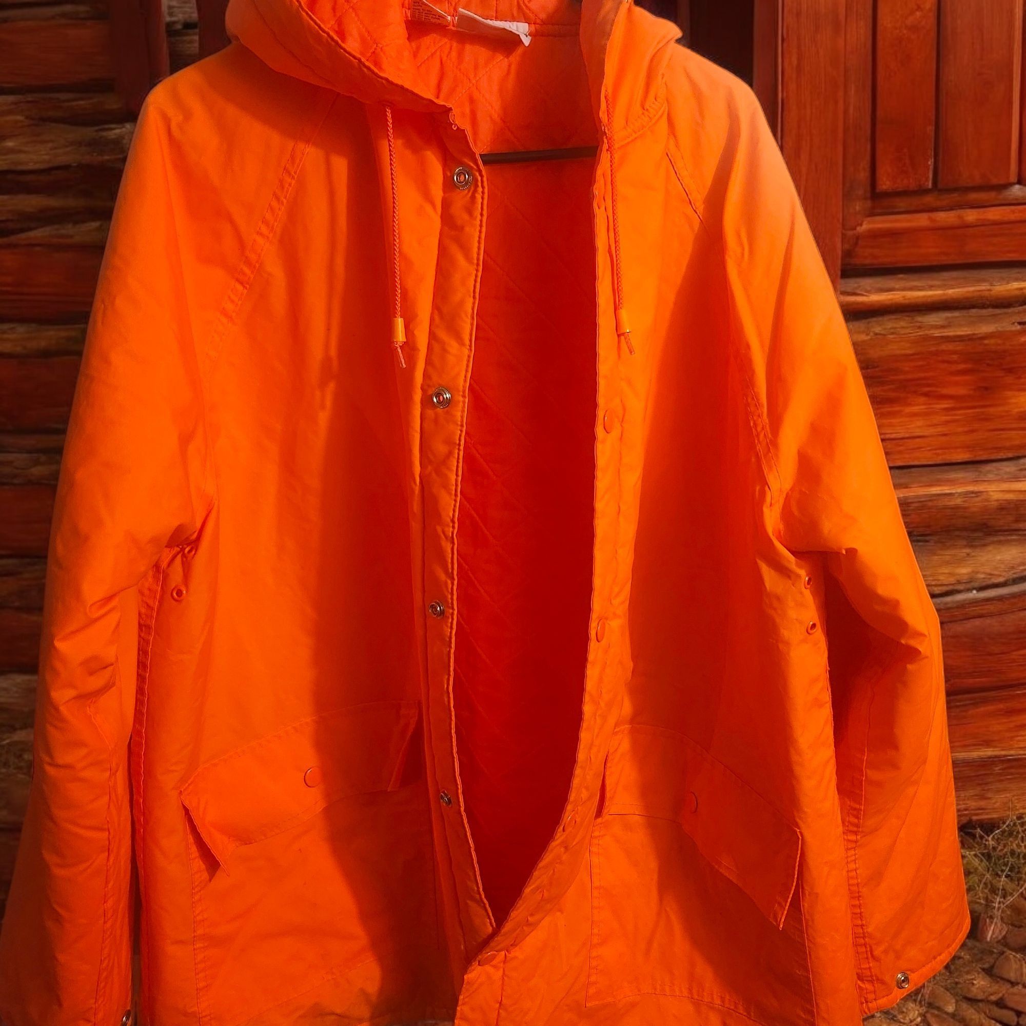 Vintage Bushmaster Orange Rain Jacket Hooded Vtg L Nylon & PVC Snap Size US L / EU 52-54 / 3 - 4 Thumbnail