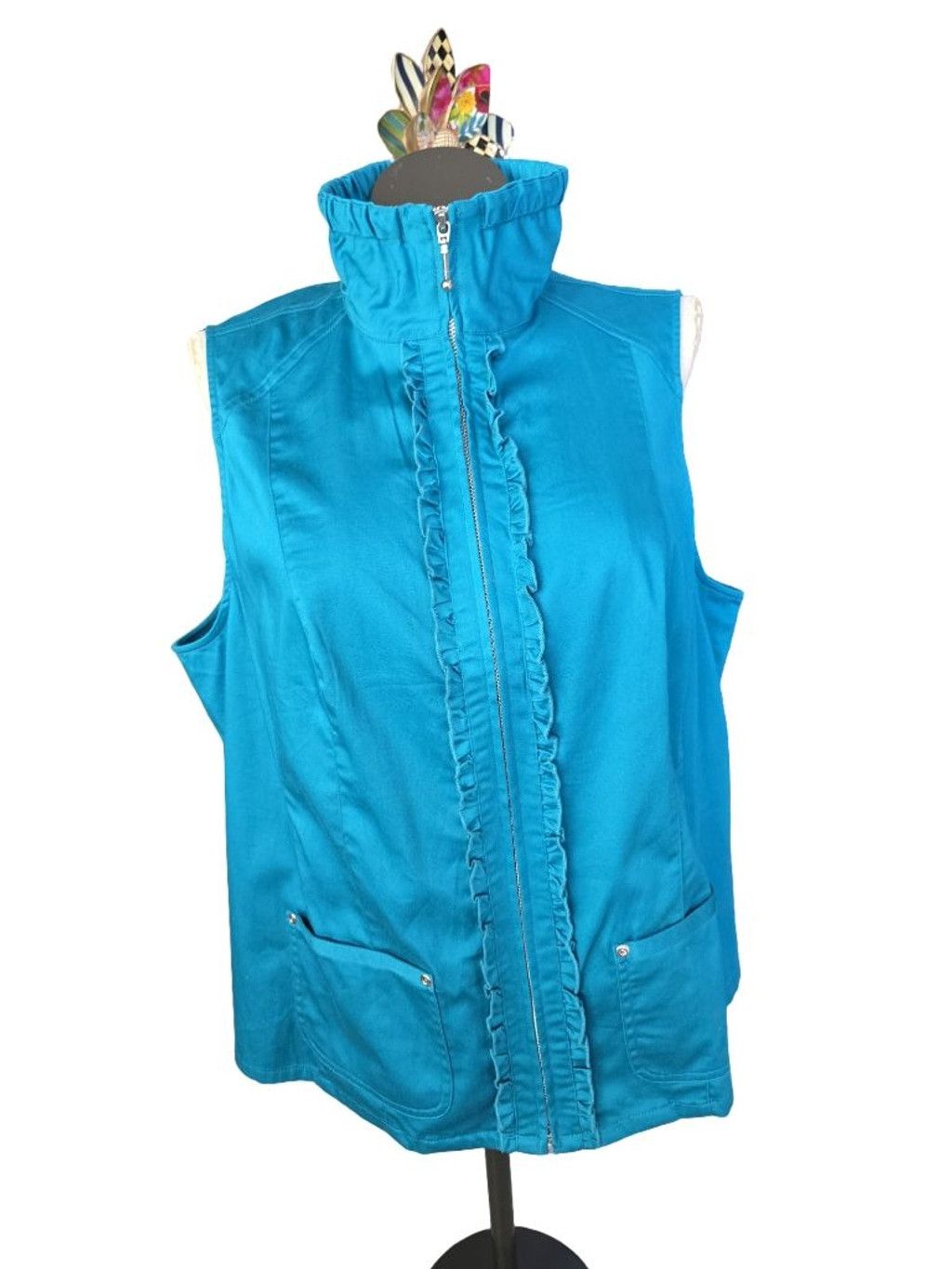 Other Christopher & Banks Vest Size 1X Teal Sleeveless Zip Up New Size 3XL / US 20-22 - 2 Thumbnail